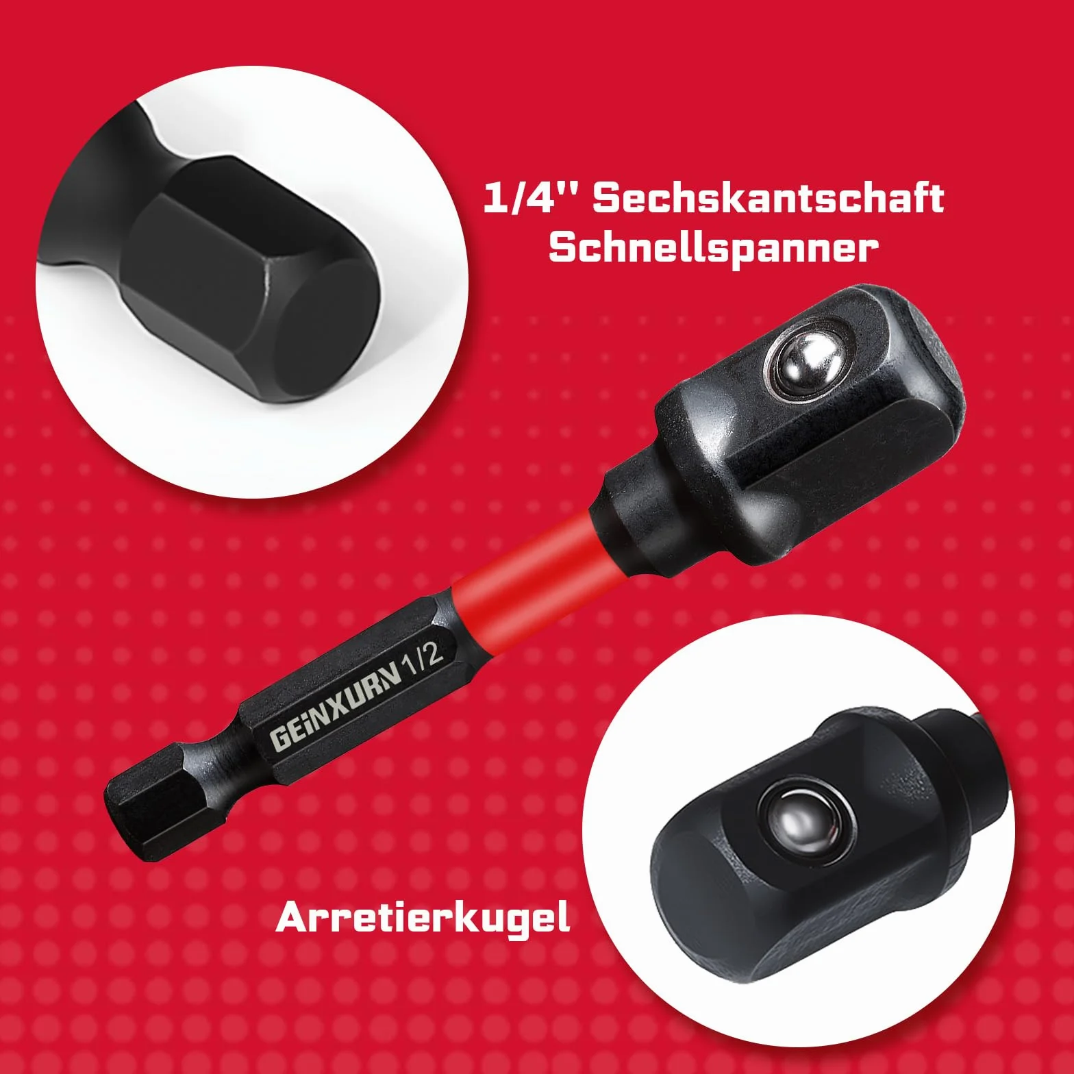 Adapter do kluczy nasadowych 1/4" 3/8" 1/2" 6 sztuk 150 mm Cr-V sześciokątny czworokątny do wiertarki i wkrętarki