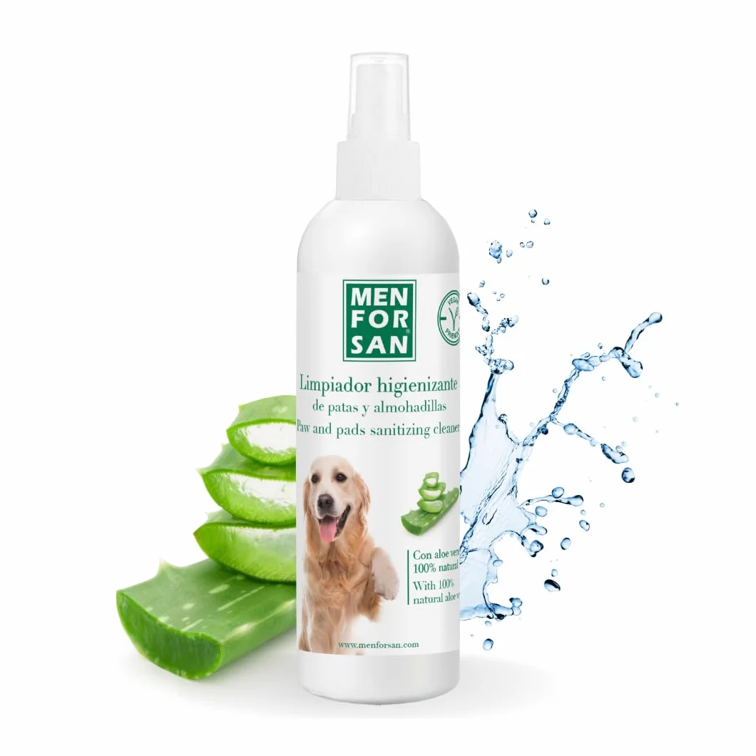 MENFORSAN Środek do czyszczenia łap i poduszek dla psów | Sofa & Bed Hygiene | All Breed Spray | With 100% natural Aloe Vera | Vegan Product | 125 ml