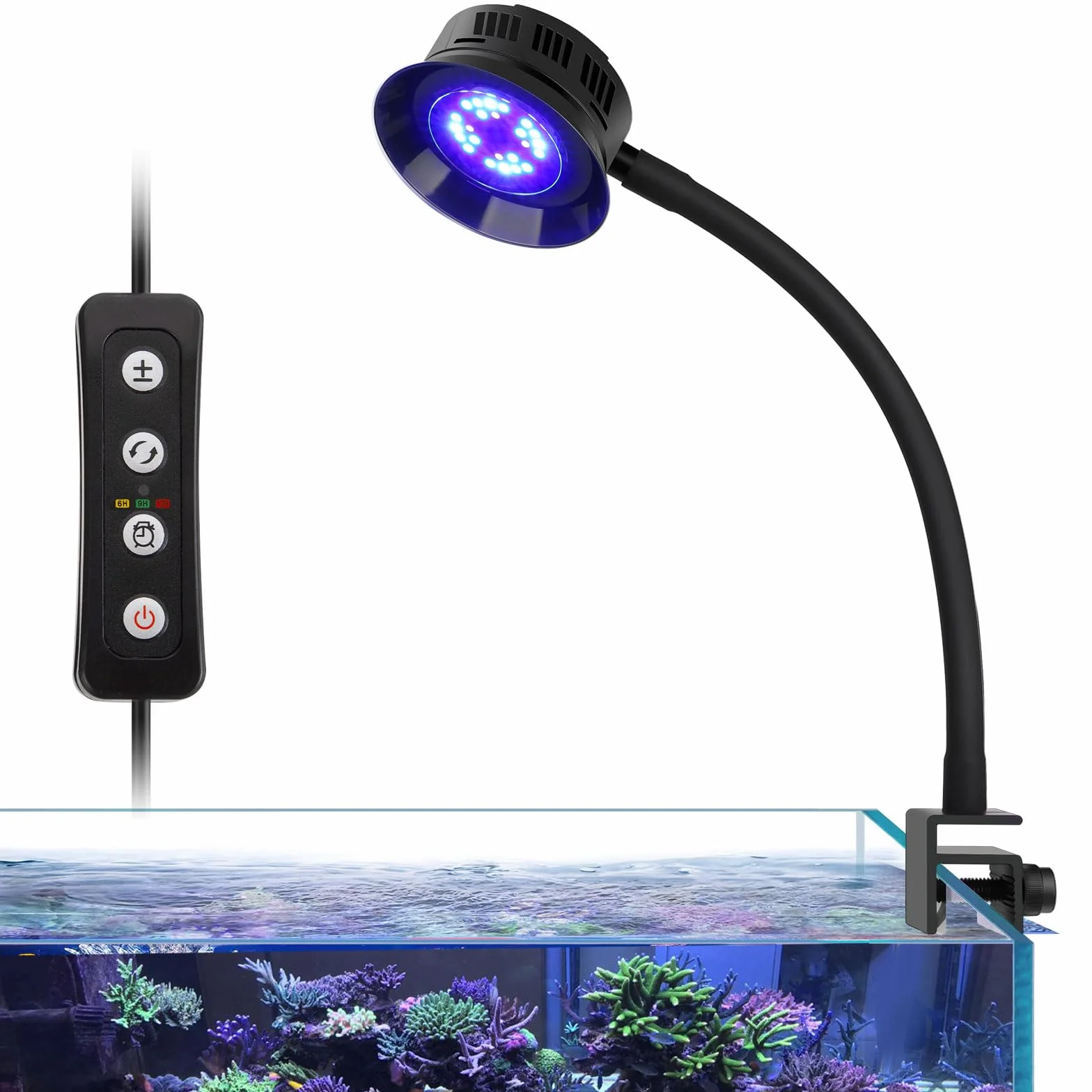 hygger Klips na światło LED do akwarium morskiego 30 W regulowana jasność Saltwater Aquarium Light