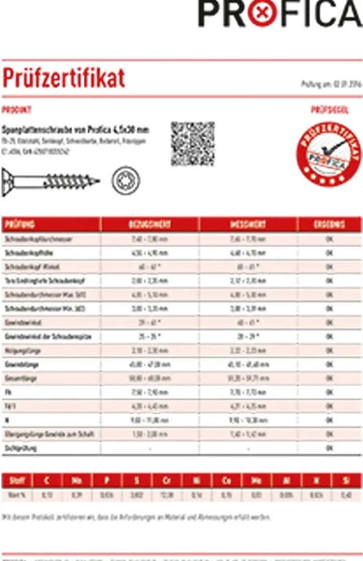 Wkręty do płyt wiórowych ze stali nierdzewnej, 4 x 45 mm, 200 sztuk (TX20), śruby ze stali nierdzewnej z łbem wpuszczanym, gwint częściowy, dopuszczenie ETA, nierdzewne