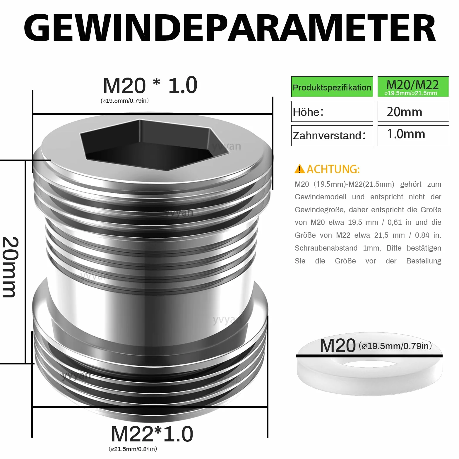 Adapter do kranu M20-M22 gwintowy 2 sztuki perlator