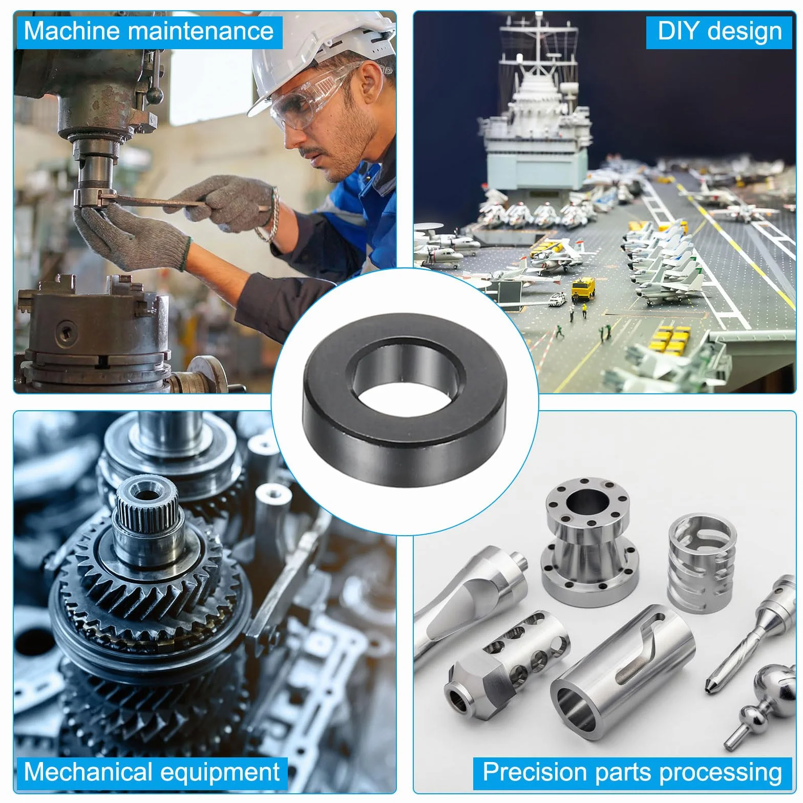 PATIKIL Aluminiowe podkładki dystansowe M5, 6 szt. metalowych przekładek aluminiowych, średnica 5,2 mm x 10 mm średnica zewnętrzna x 3 mm L aluminiowa śruba dystansowa okrągła do śrub 1/12.7 cm lub