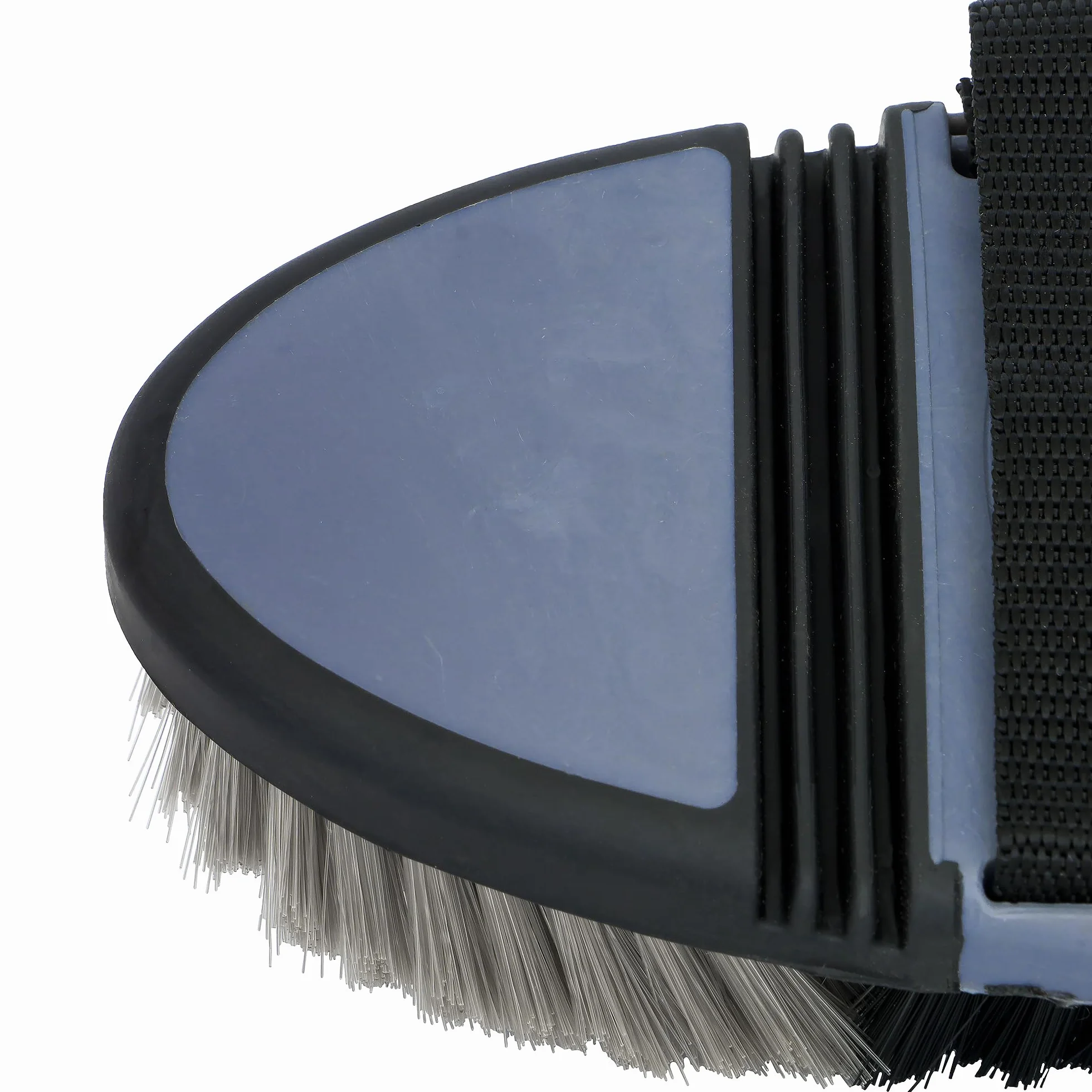 START FlexiBrush szczotka do konia, elastyczna szczotka do pielęgnacji sierści, ergonomiczna, z paskiem na rękę, idealna do wrażliwej skóry konia (czarny/szary)