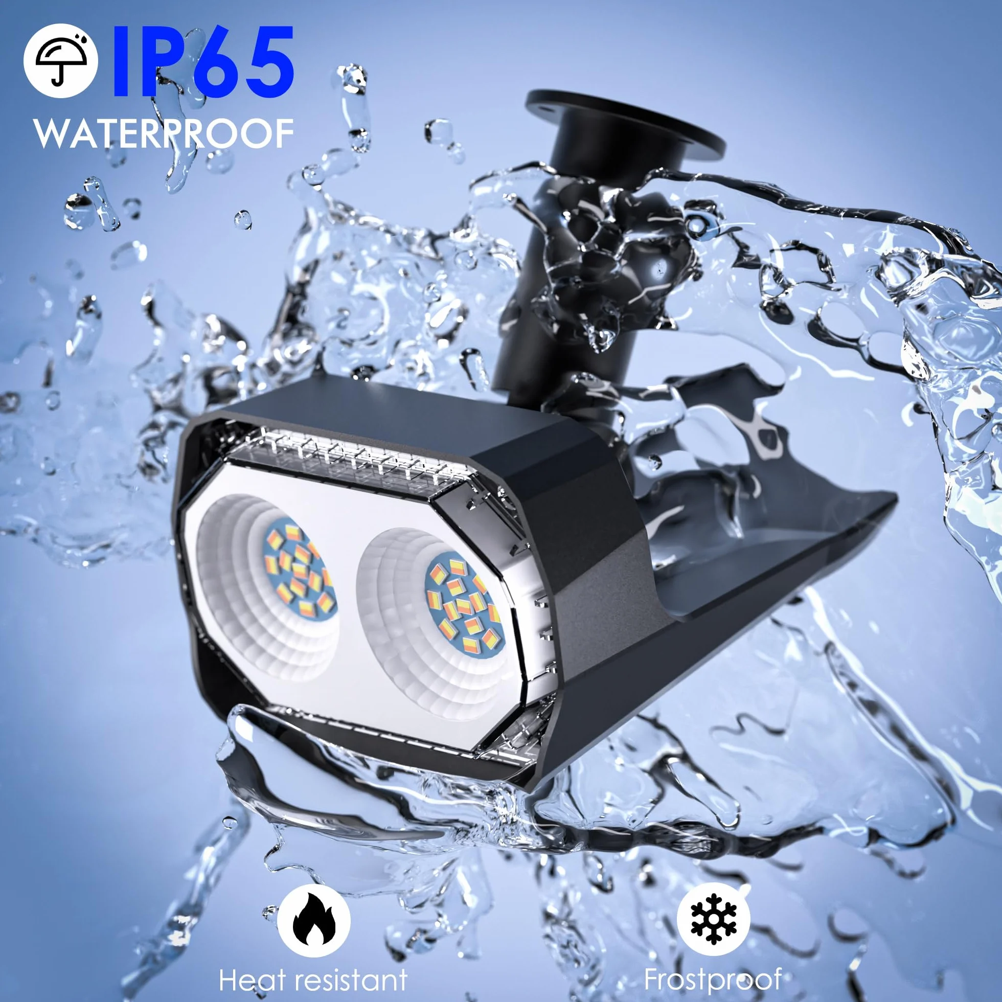 Zewnętrzny reflektor słoneczny Quntis 26LEDs zestaw 2, wodoodporna zewnętrzna lampa słoneczna IP65 z 3 kolorami i 6 trybami, kabel ładujący USB C Zewnętrzne światło słoneczne do dekoracji ogrodu