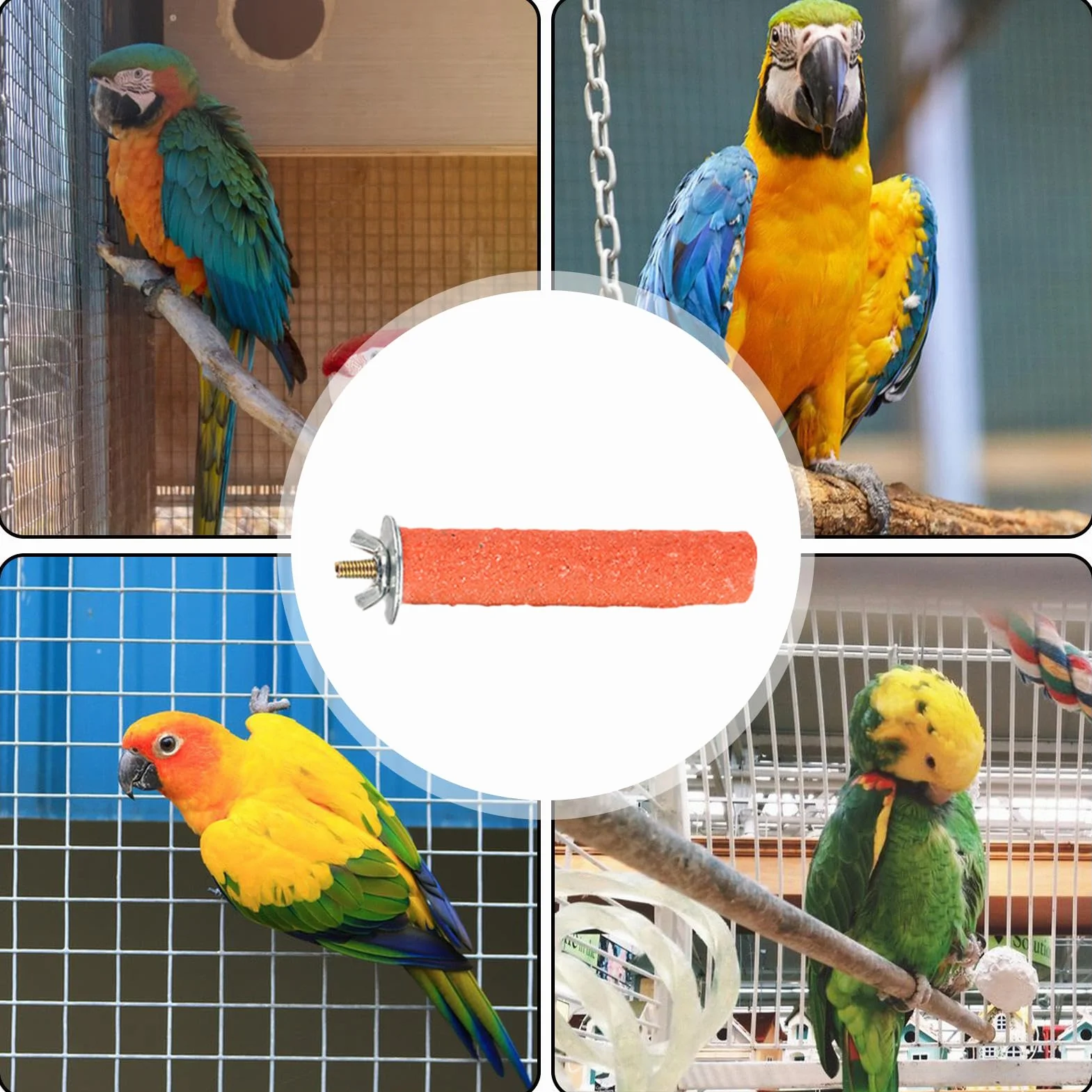 Szlifierka dla ptaków, okonia w klatce dla ptaków – Parrot Frosted stojak na okonie do klatki, zabawka do ostrzenia pazurów, dla papug, papug, gołębi