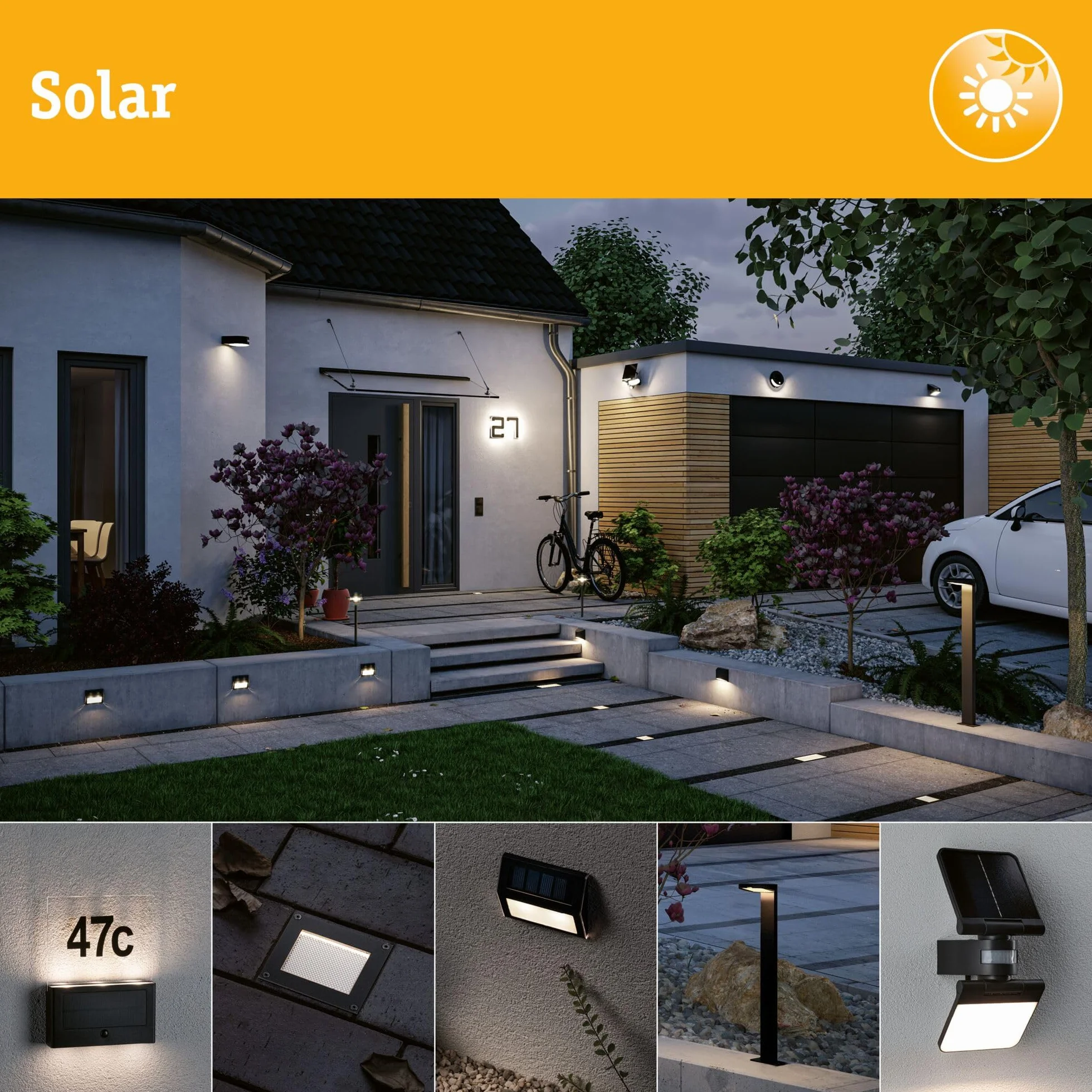 Pauleen 48176 Sunshine Aura lampa solarna na balkon lub do ogrodu, złota, oświetlenie zewnętrzne, metalowa, 3000 K