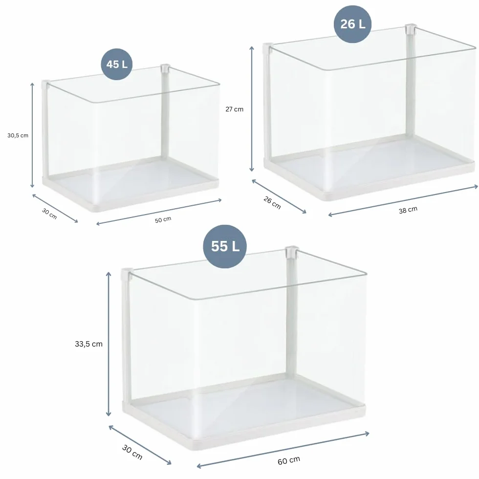 Aquariumline otwarte akwarium ze szkła, ekstra klarowne szkło panoramiczne, 55 l, 60 x 30 x 33,5 cm