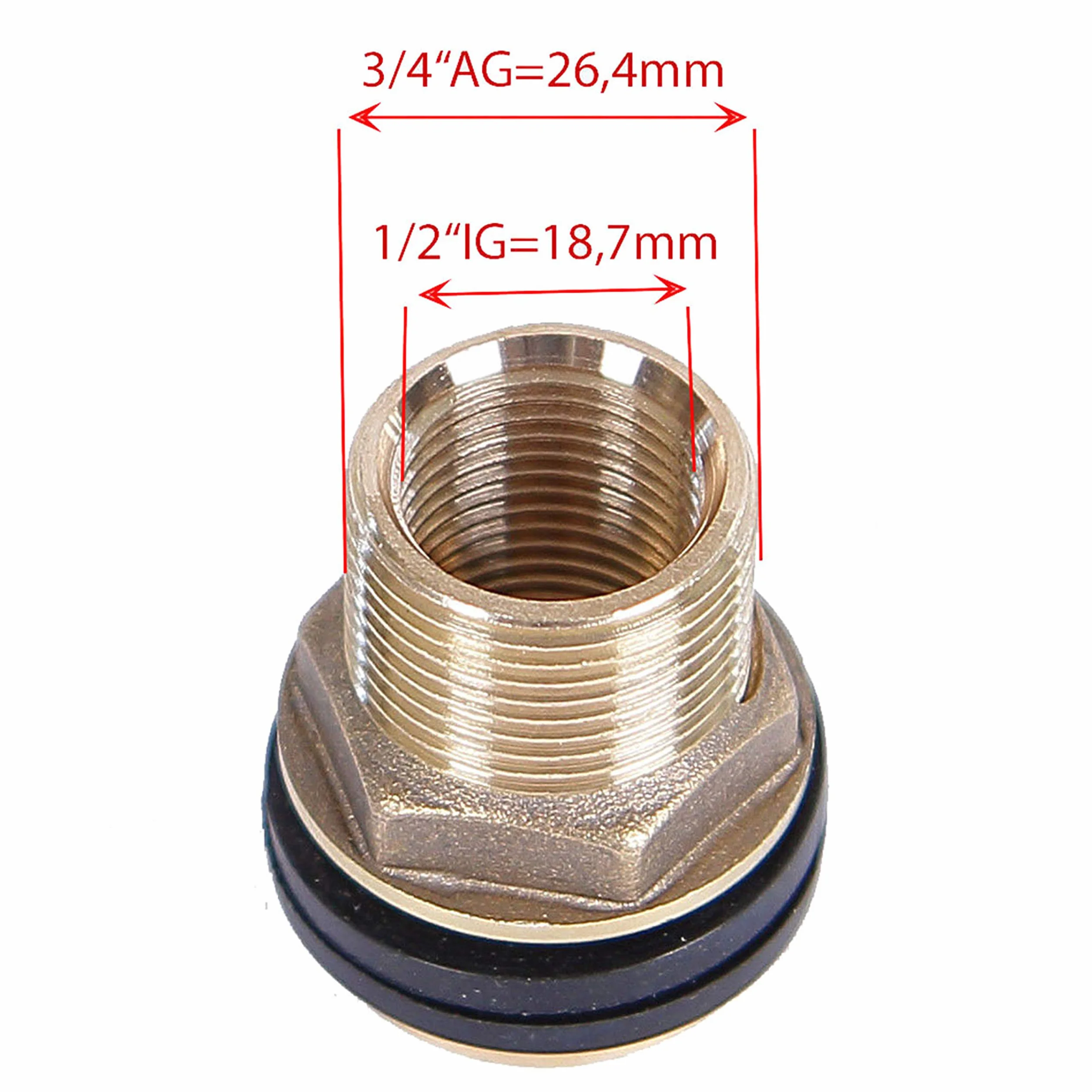 Złącze śrubowe zbiornika + kranik 16 mm złącze śrubowe beczki 1/2" IG 3/4 AG (H02F01)