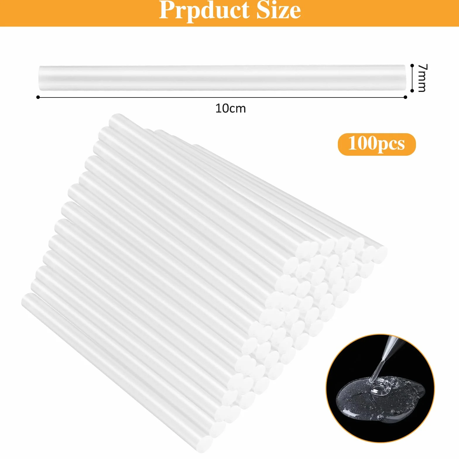 100 sztuk 7 mm x 100 mm, klej na gorąco, przezroczysty, szybkoschnący, klej do pistoletu do kleju na gorąco, klej na gorąco, do samodzielnego wykonania, rękodzieło