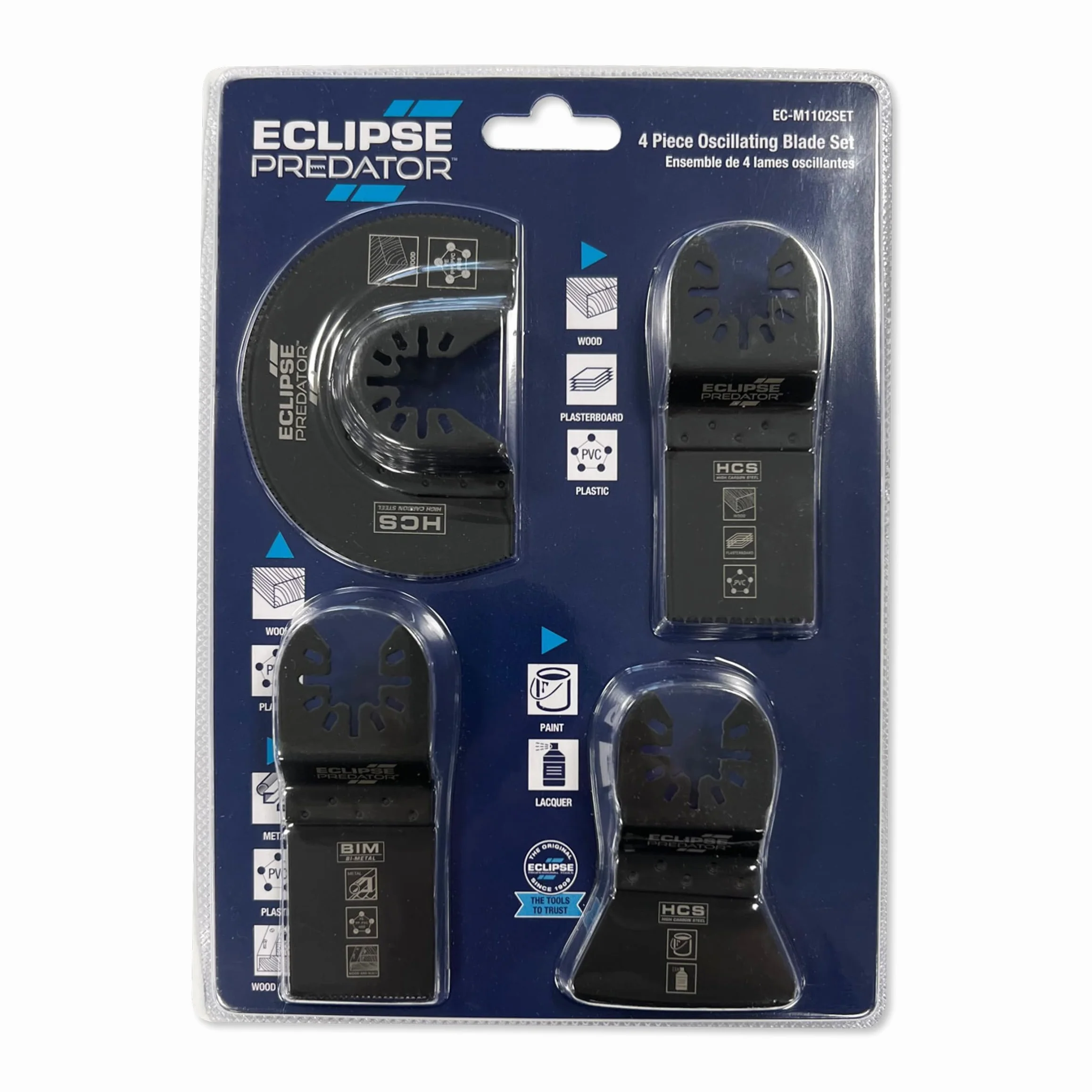 ECLIPSE Professional Tools Ec-M1102Set 4-Częściowy Zestaw Ostrzy Oscylacyjnych z Bimetalowym Ostrzem 34 mm