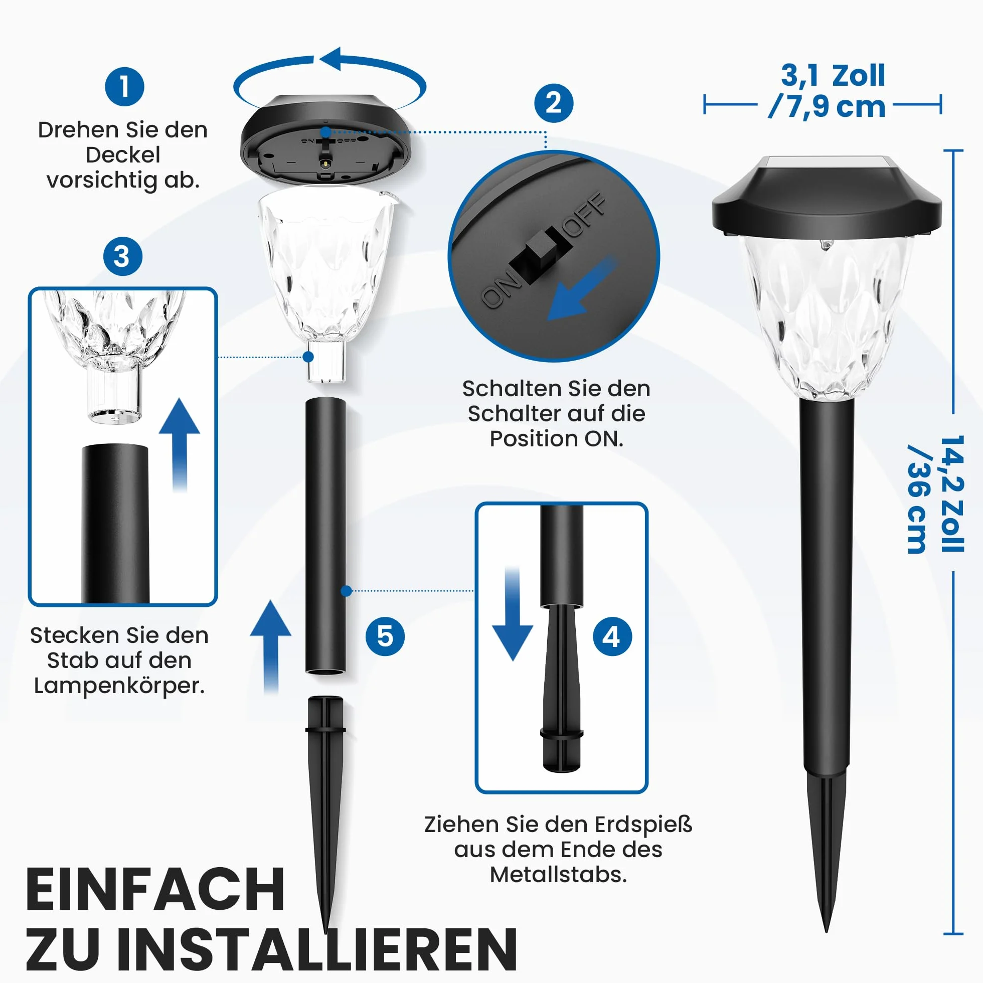 GIGALUMI Lampy solarne LED 12 sztuk wodoodporne automatyczne włączanie/wyłączanie do ogrodu