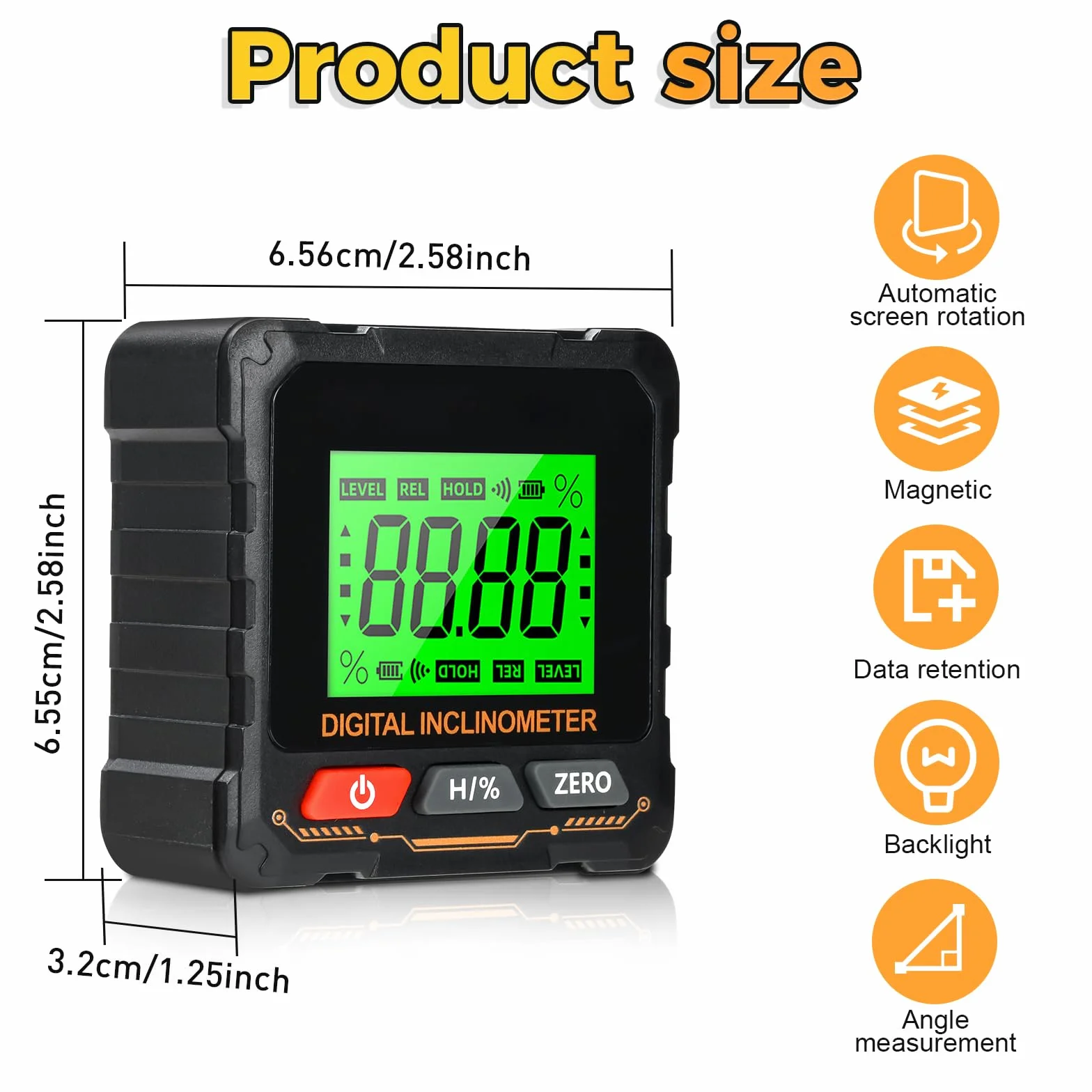 Cyfrowy kątomierz LCD z podstawą magnetyczną 360° z podświetleniem