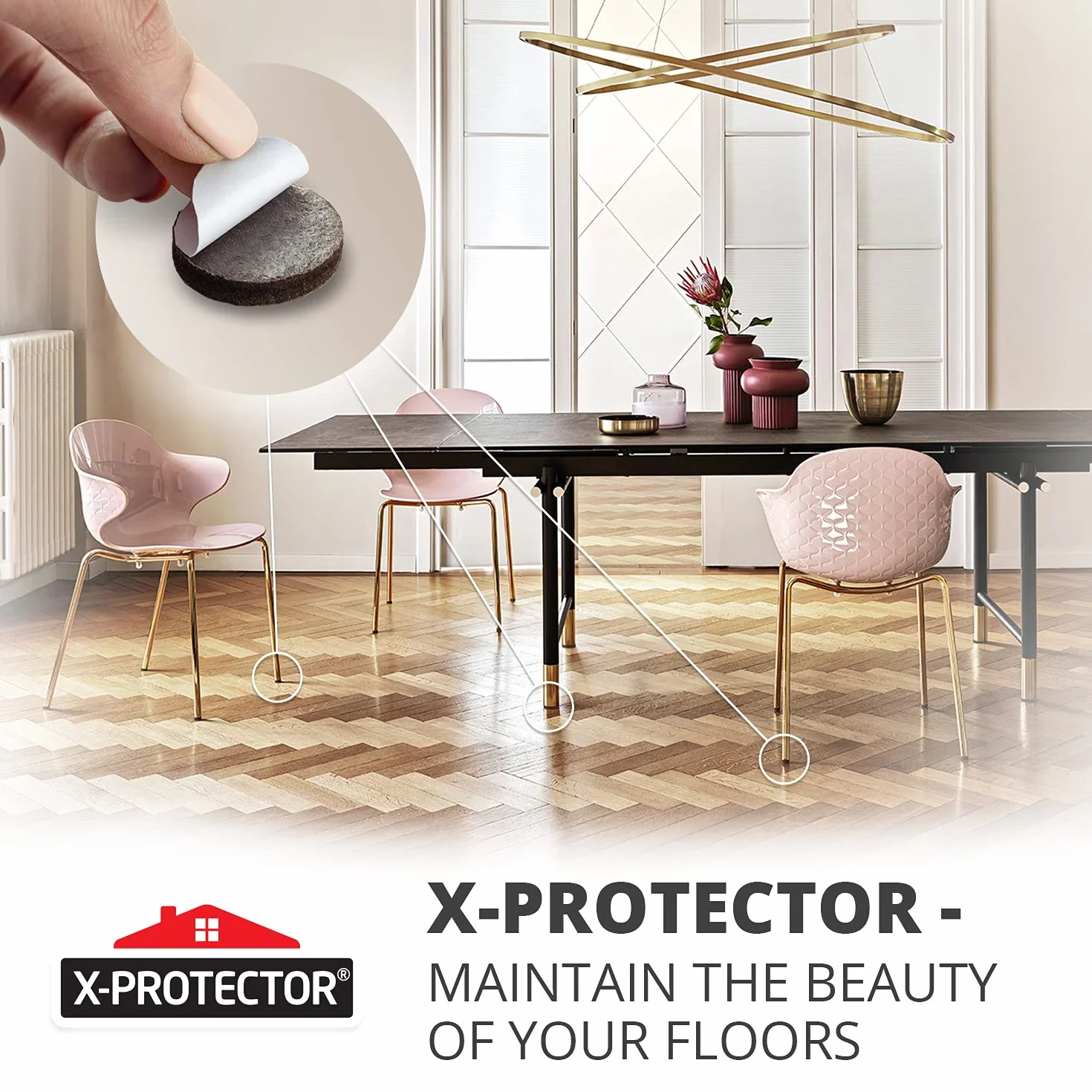 Filcowe podkładki meblowe X-PROTECTOR - 10 Pack 20 x 15 x 0.5 cm Premium Samoprzylepne podkładki! Przytnij Podkładki filcowe pod meble, których potrzebujesz – Najlepsze do podłóg drewnianych!