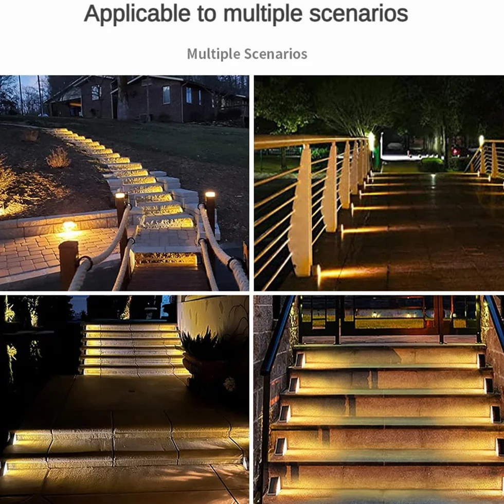 CREATESTAR Słoneczne światła stopniowe, trójkąt ogrodzenia schodów IP67 Wodoodporny pokład LED Light do ogrodowego patio, ganku,drzwi wejściowe, na zewnątrz, ścieżka, ciepły biały 6 paczek