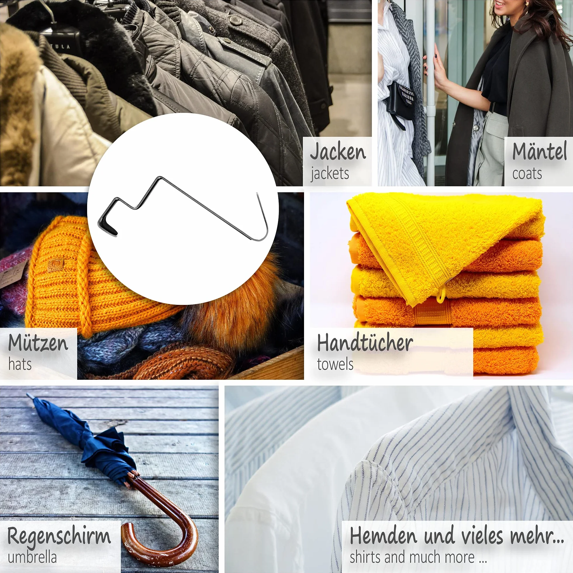 COM-FOUR® 4x Haczyki na drzwi ze stali nierdzewnej - haczyk na ubrania z oslona z pianki - haczyk na ubrania do szafy i drzwi pokojowych - 9 cm (04 szt. - stal nierdzewna - pianka)