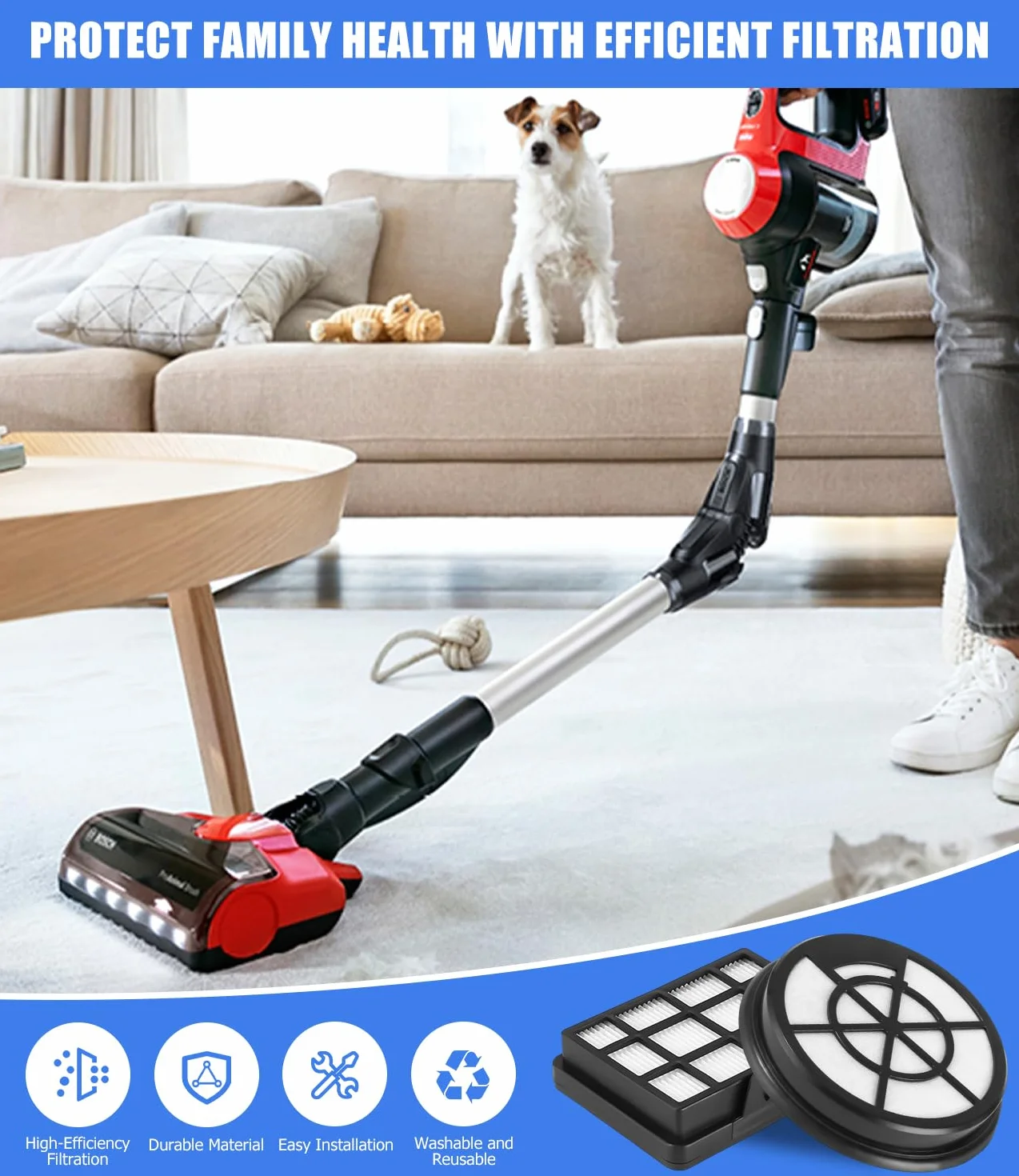 Bosch filtr do odkurzacza seria 2 Hepa filtr ochronny silnika + 2 filtry wylotowe
