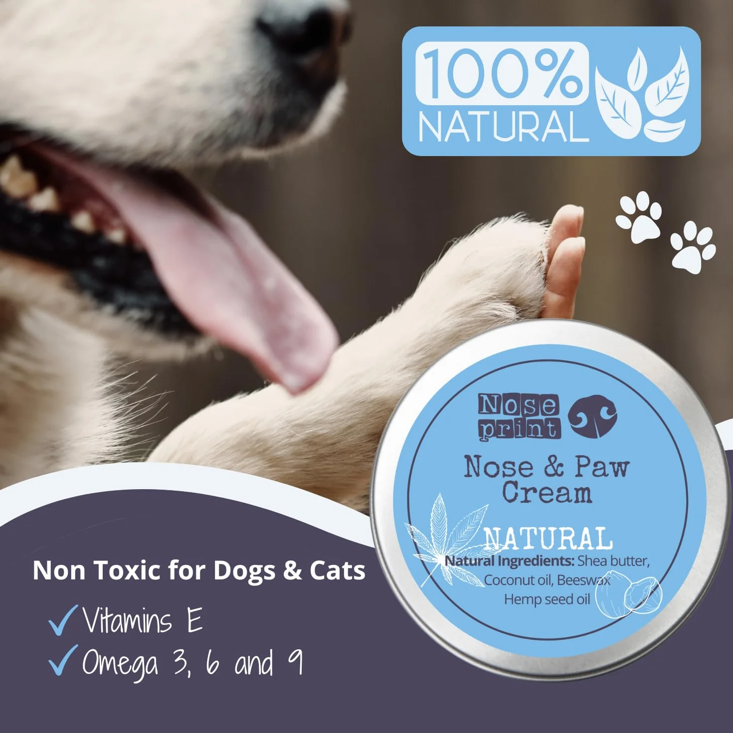 Dog Nose & Paw Balm Paw Protector | Paw Balm for Dogs | Paw Moisturiser Dog Paw Balm Moisturises and Conditions and Relieves Dry and Cracked Pads | Składniki Food Grade Ingredients 30ML