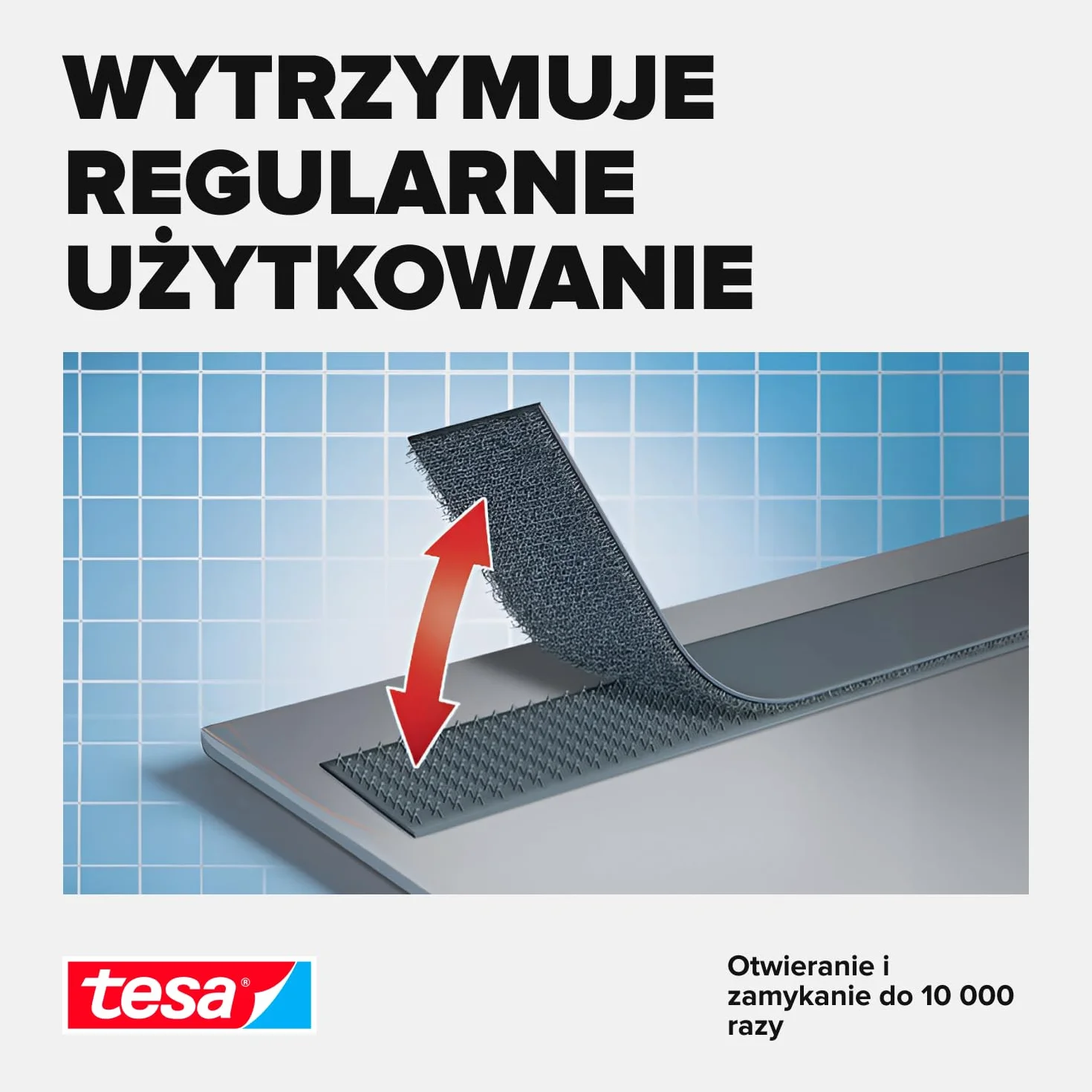 tesa On & Off taśma na rzep do naklejania – samoprzylepna taśma na rzep do mocowania lekkich przedmiotów – czarna, 2 cm x 250 cm