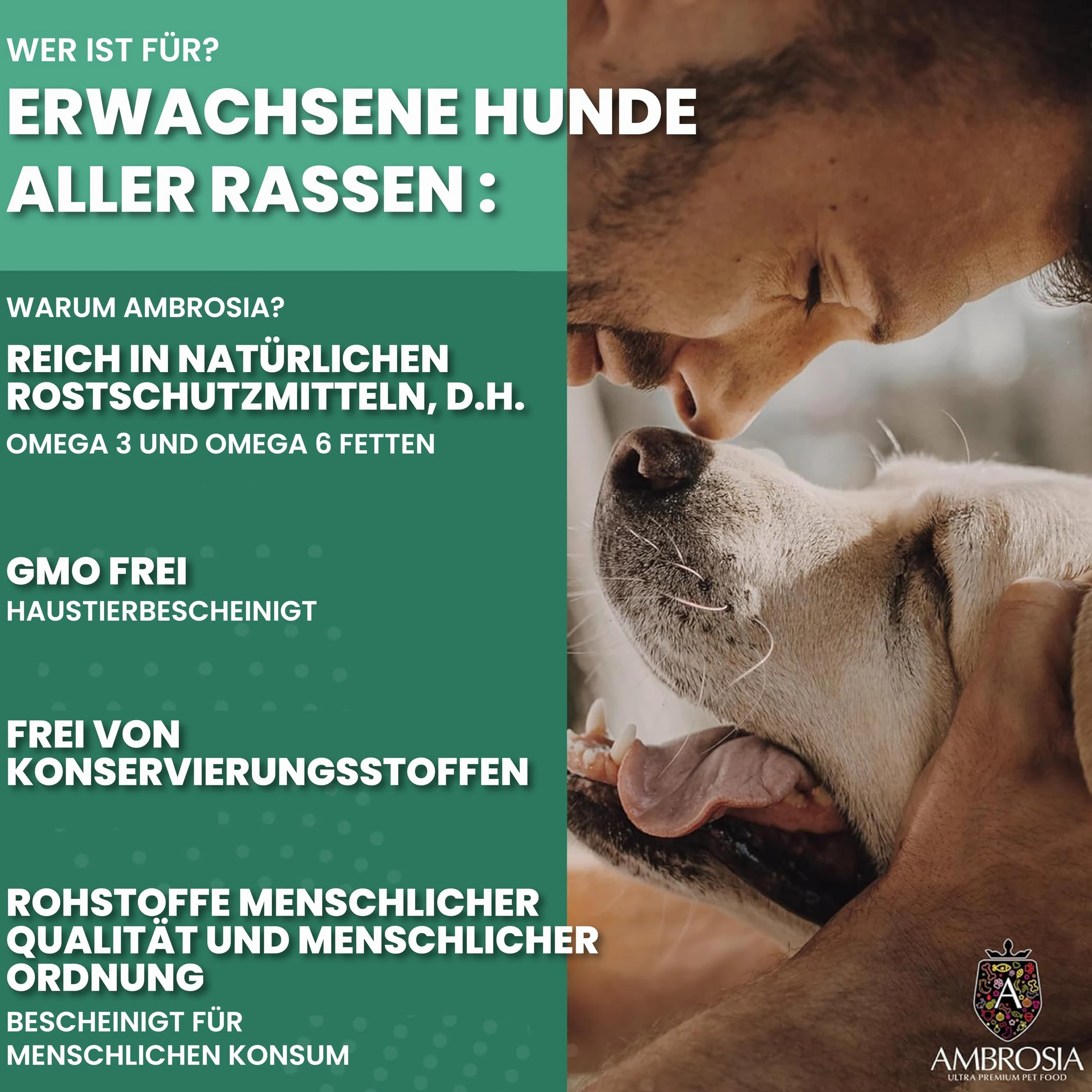 Ambrosia Ultra Premium Pet Food - Świeży indyk i łosoś – kontrola wagi – całościowo hipoalergiczna, nie zawiera zbóż, dla starszych i sterylizowana karma dla psów (12 kg)