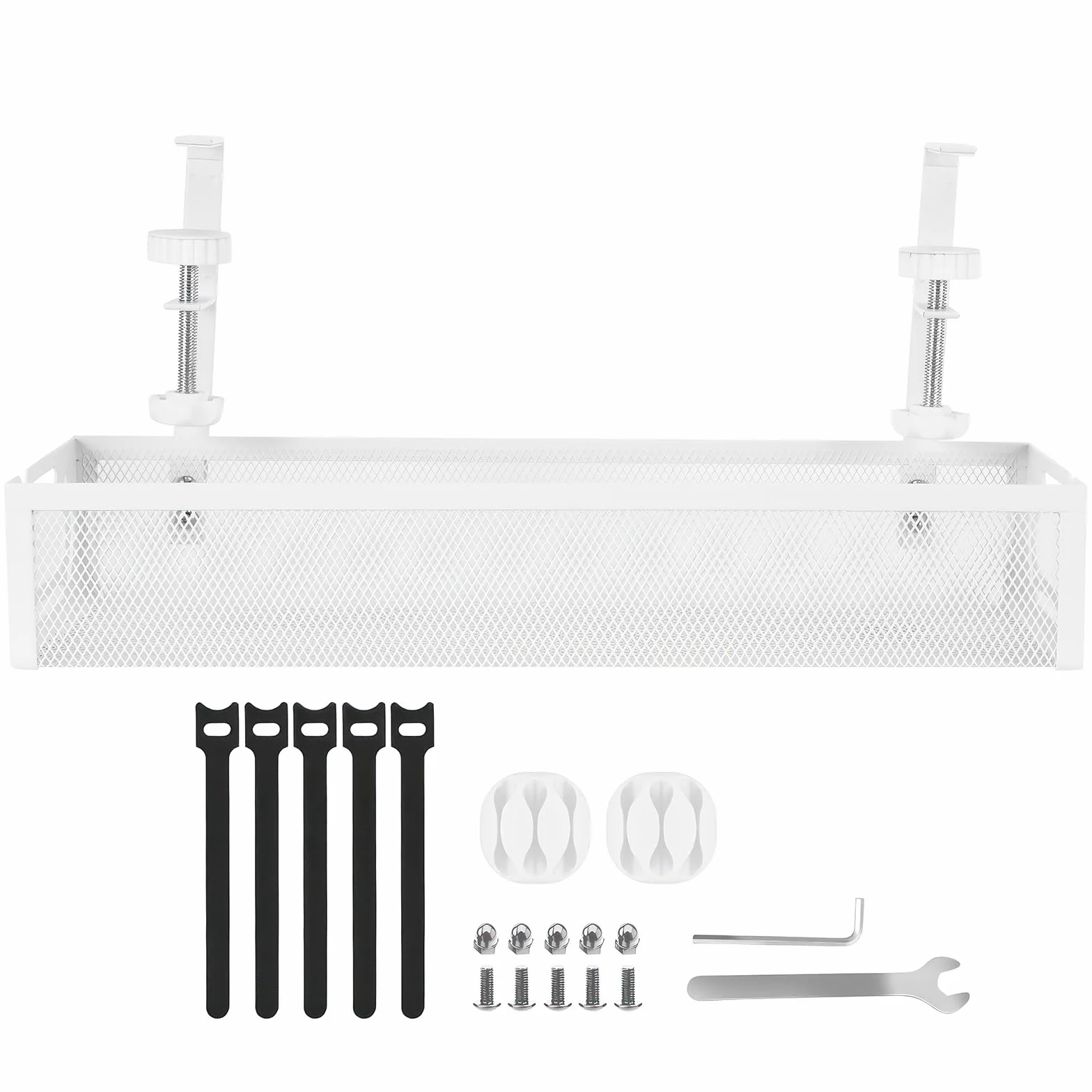 Under Desk Cable Management Tray No-Drill Mesh Table Cable Basket for Managing Cables and Power Strips, No Screws Tidy Box Wire Organizer do domu, biura, kawiarni internetowej