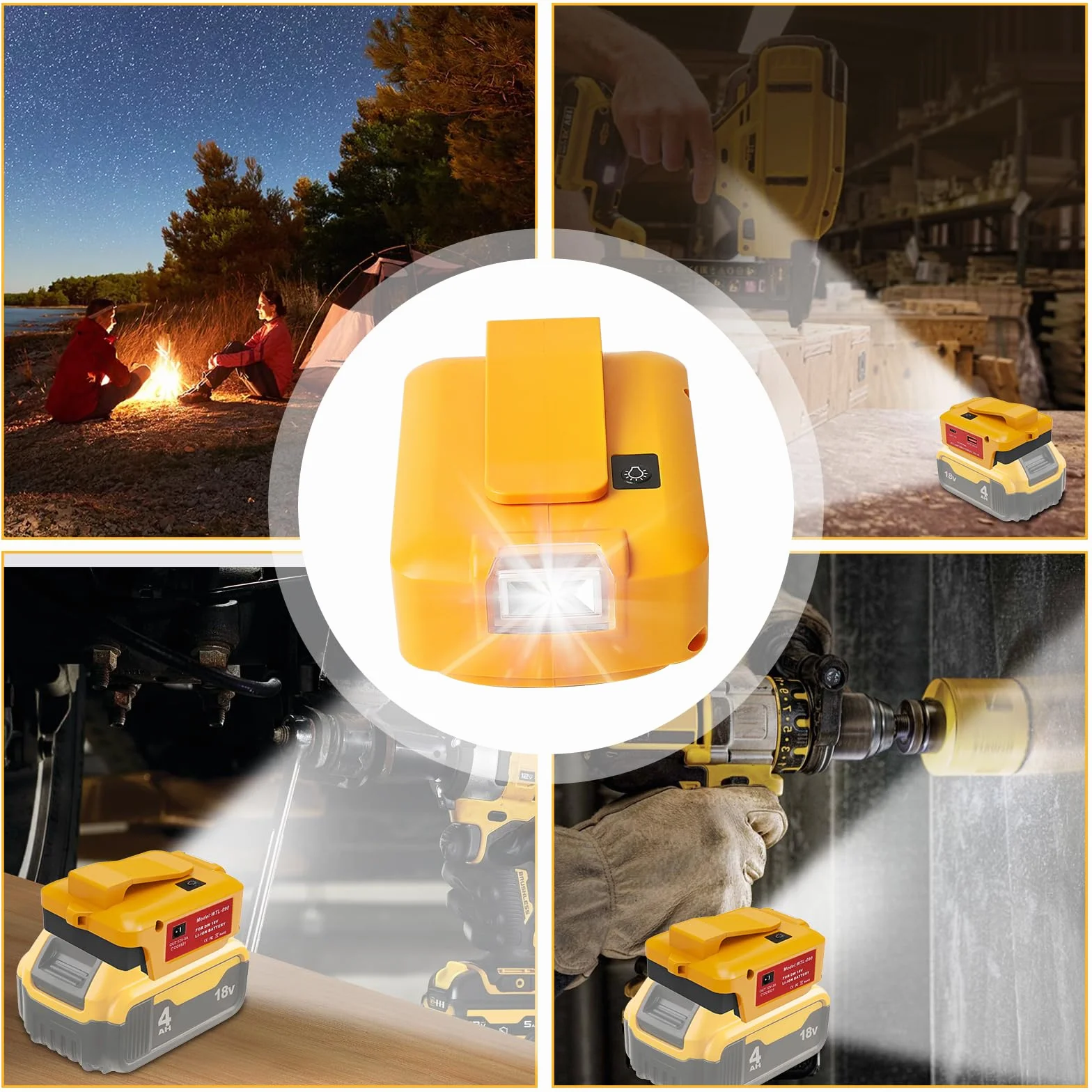Adapter USB Dewalt 18 V konwerter światła roboczego LED podwójny port ładowania USB DC