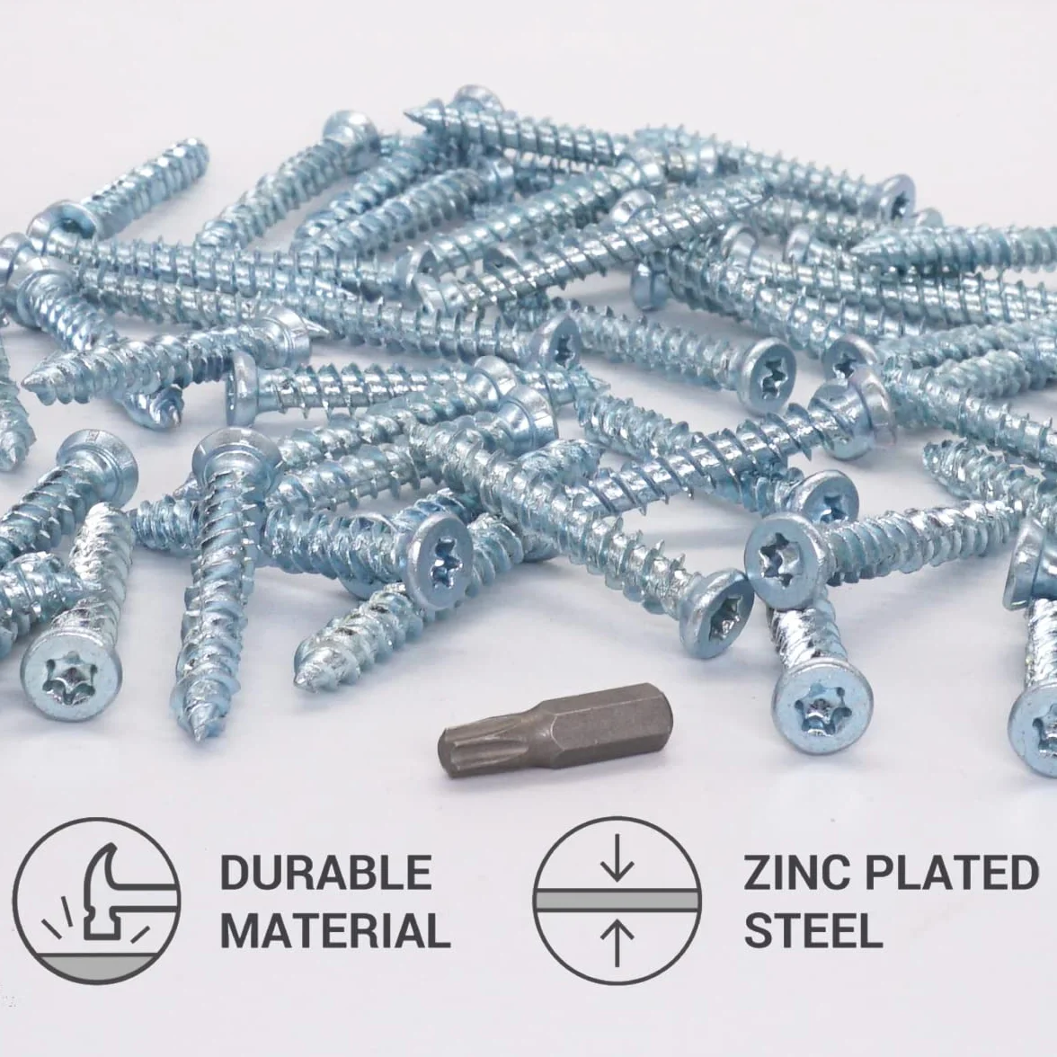 SKIR'CO (80 szt.) ocynkowane śruby do betonu 7,5 x 52 mm, głowica z łbem stożkowym, śruby murarskie, śruba mocująca do ramy