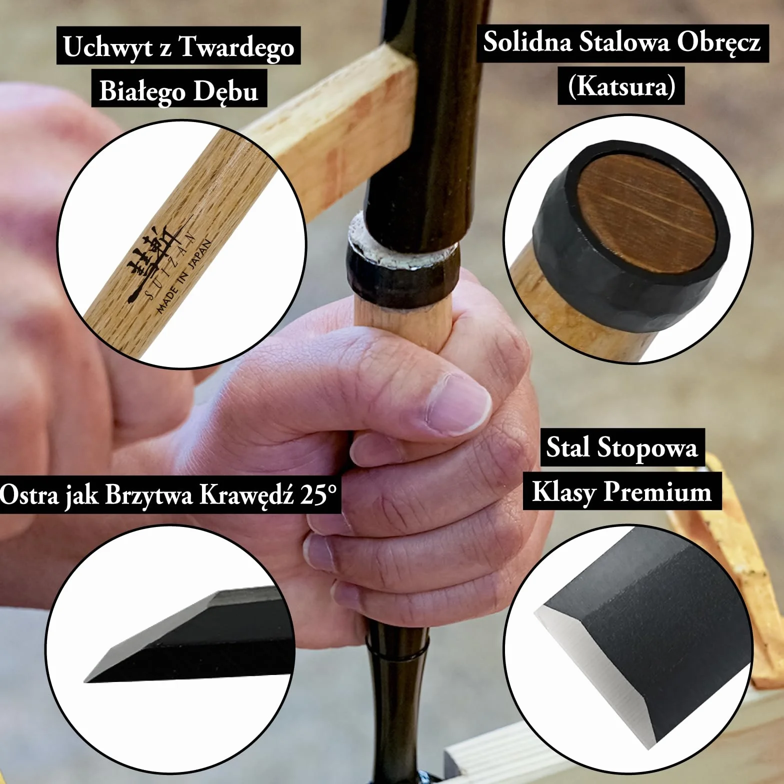 SUIZAN Japońskie Dłuto do Drewna 30 mm – Profesjonalne Oire Nomi Narzędzia Stolarskie