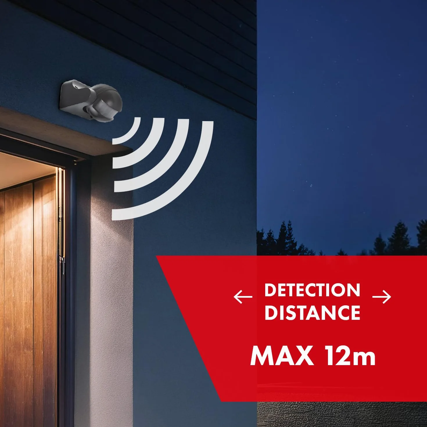 Maclean MCE358 GR Czujnik ruchu PIR na podczerwień IP44 Zasięg 12 m Maksymalne obciążenie Detektor ruchu 800/1200 W Szary