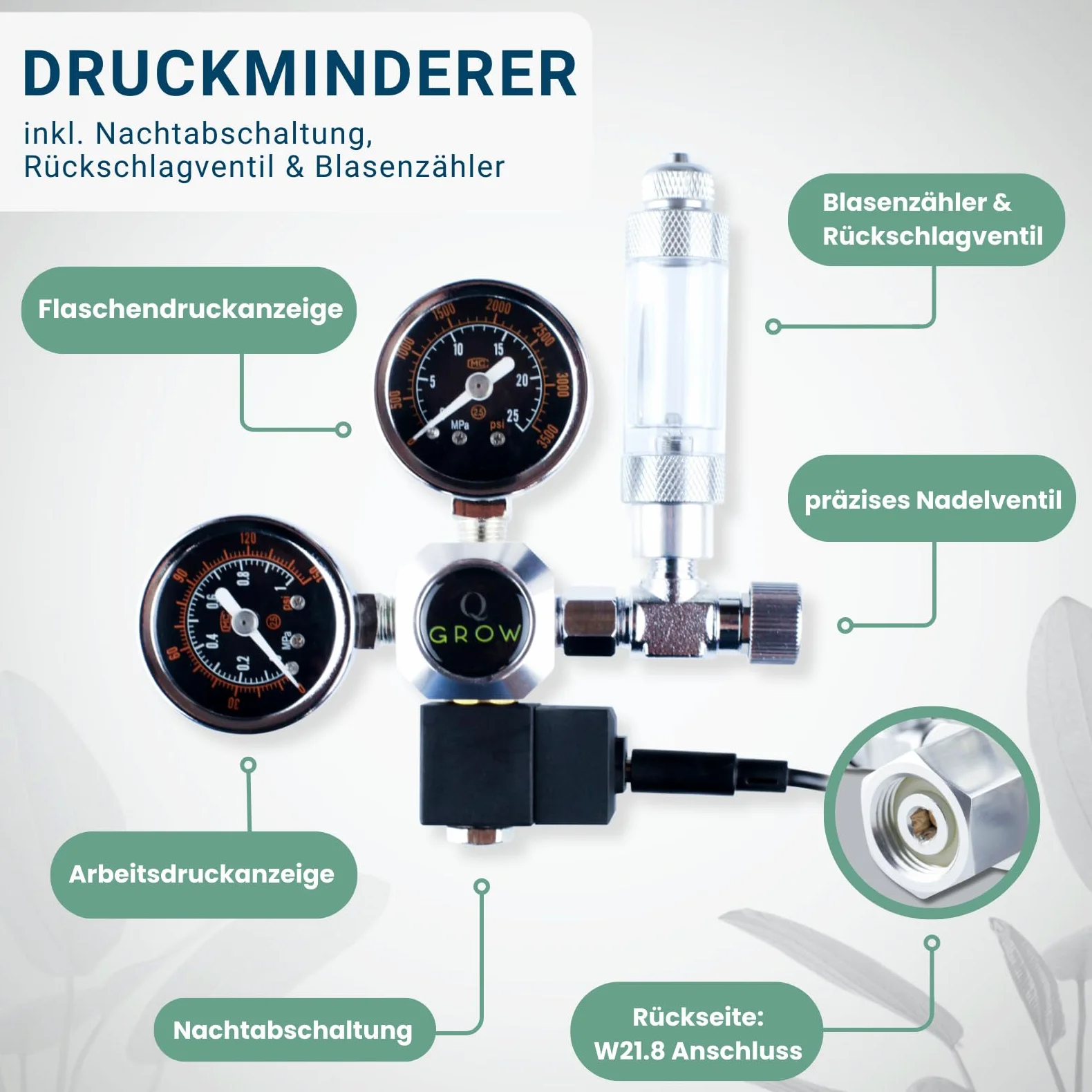 Q-Grow CO2 System Aquarium kompletny zestaw dyfuzor stali nierdzewnej regulator ciśnienia butelka CO2 425 g do 500 l