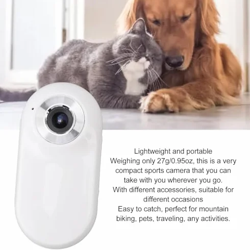 Kamera z obrożą dla Kota, Szerokokątna Obroża z Lokalizatorem Psa o Kącie 170°, Sportowa Kamera HD 1080P Mini Pet do Nagrywania Wideo, Regulowana, Mała Kamera dla Zwierząt z
