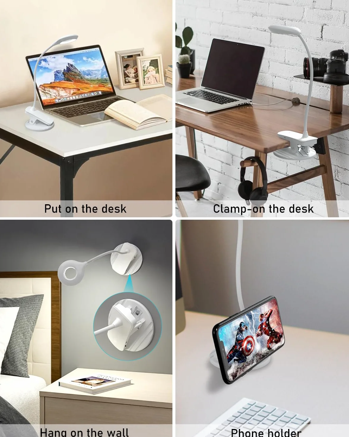 Lampka Zaciskowa Libtit – Dotykowa, 3 Tryby Pracy, Ładowana przez USB, Lampa do Czytania Książek i Ochrona Oczu