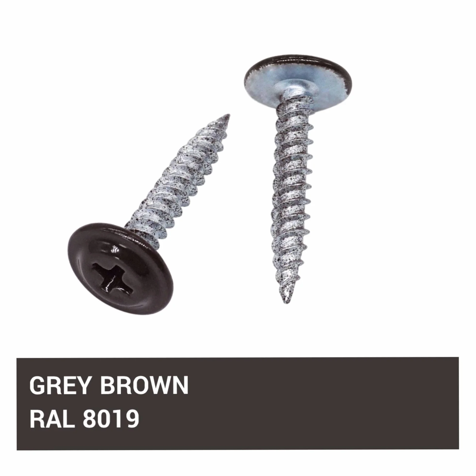 SKIR'CO (50 sztuk) 4,2 x 25 mm Malowane wkręty samogwintujące do drewna Śruba z łbem kratownicy ze zmodyfikowanym PH (brązowy szary RAL 8019)