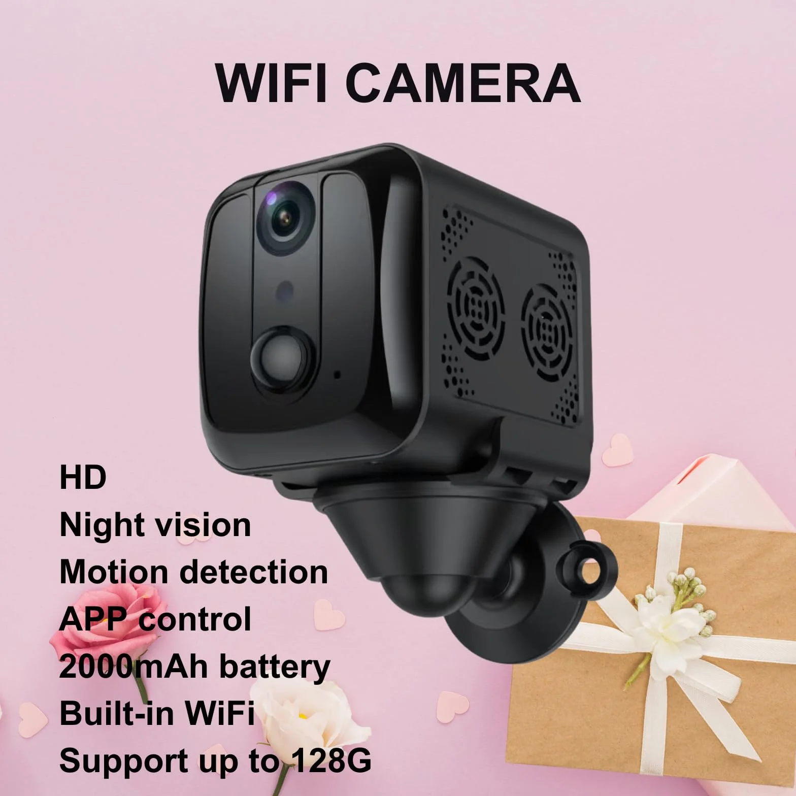 WOLF SHIELD HD WiFi Kamera Wewnętrzna, 30 Dni Czasu Oczekiwania, Mini Kamera WiFi, Kamera Wewnętrzna Do Bezpieczeństwa Domu, Noktowizor, Alerty Aktywowane Ruchem