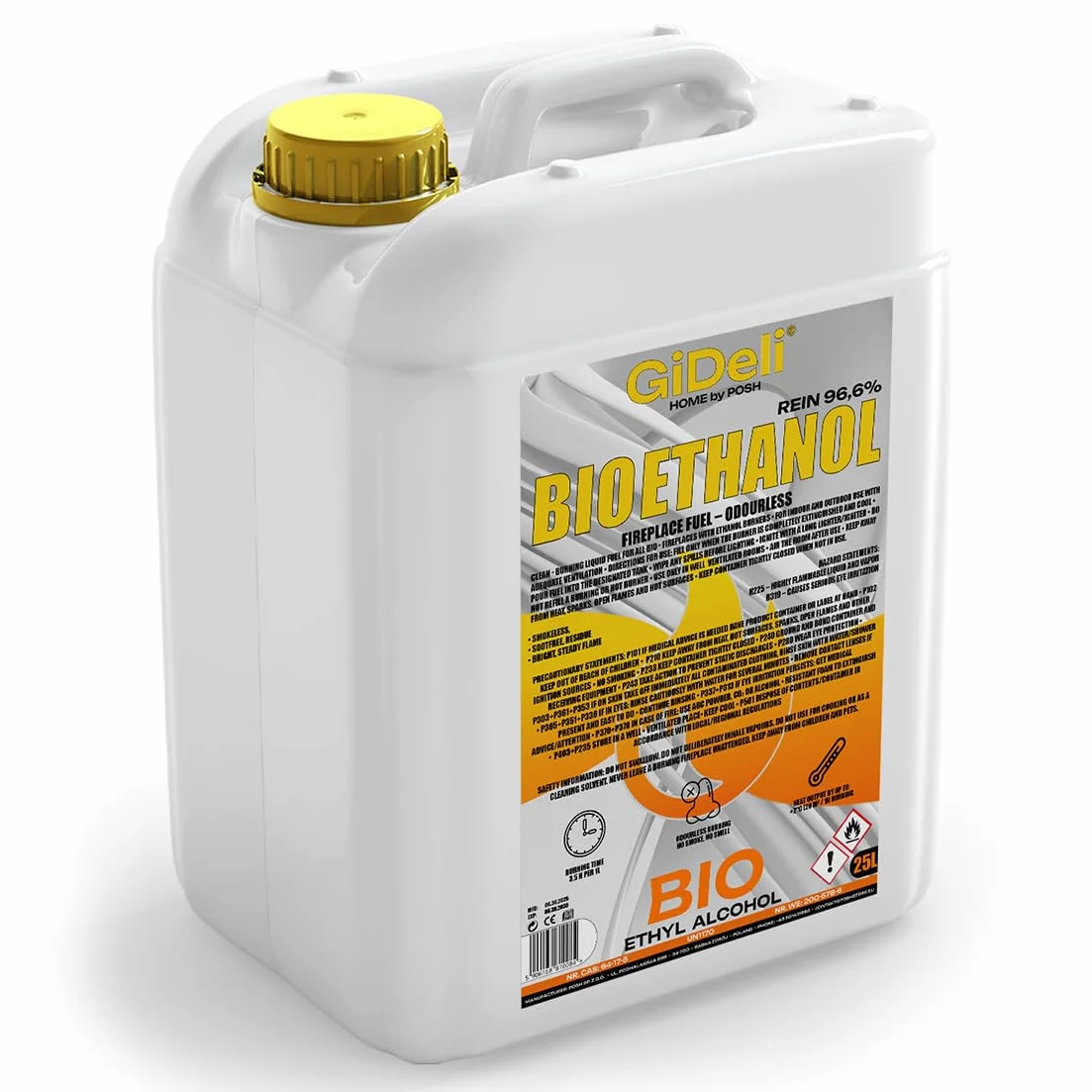 GiDeli bioetanol 96,6% 25 l bezzapachowy czysty do kominków