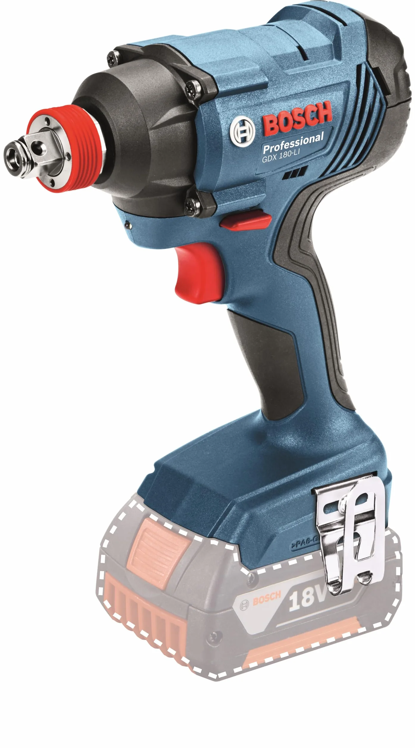 Bosch Professional system 18V: akumulatorowa wkrętarka/klucz udarowy GDX 180-LI (liczba udarów 0-3.600 min-1, prędkość obrotowa bez obciążenia 0-2.800) obr./min
