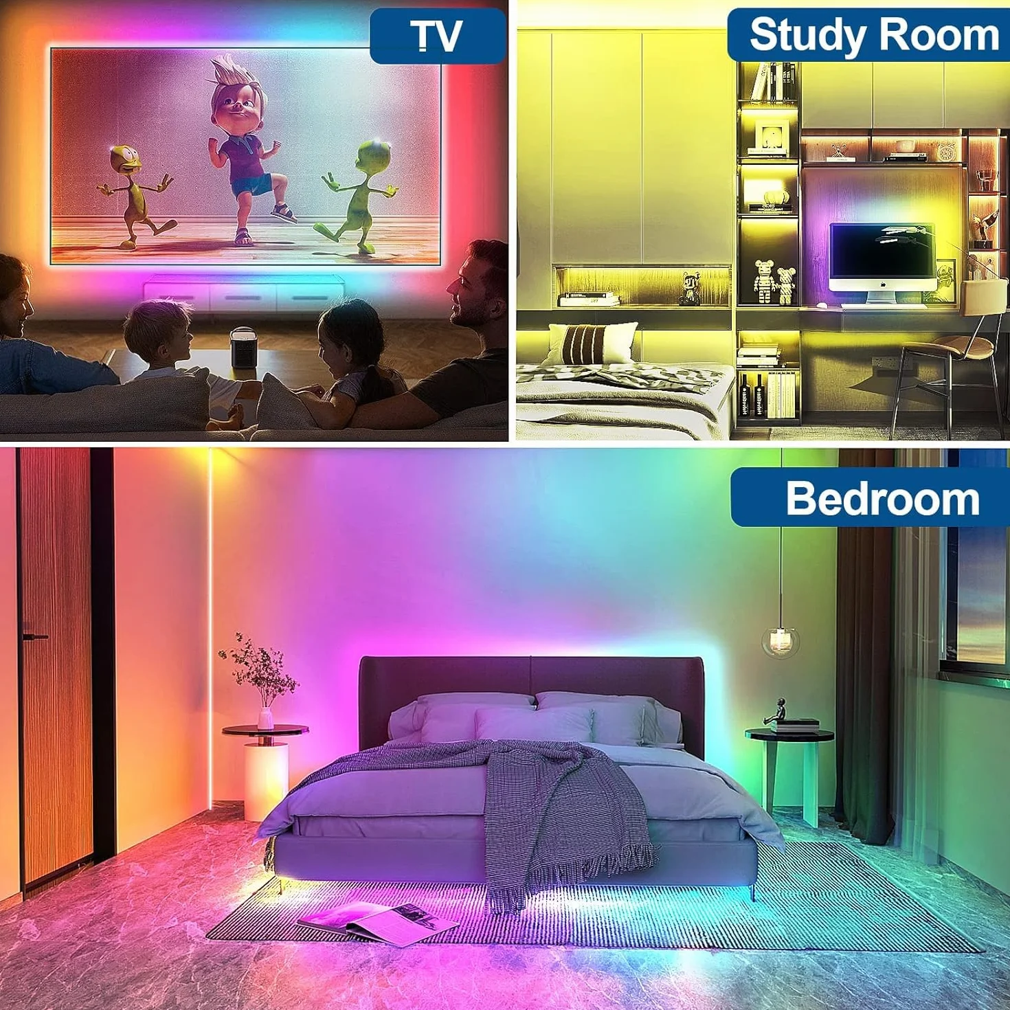 Podświetlenie LED tła TV, 4M pasek LED RGBIC do telewizorów LED o przekątnej 40-75 cali i monitorów PC, z sterowaniem przez aplikację i ulepszoną 2.4G RF zdalnym sterowaniem, synchronizacja z
