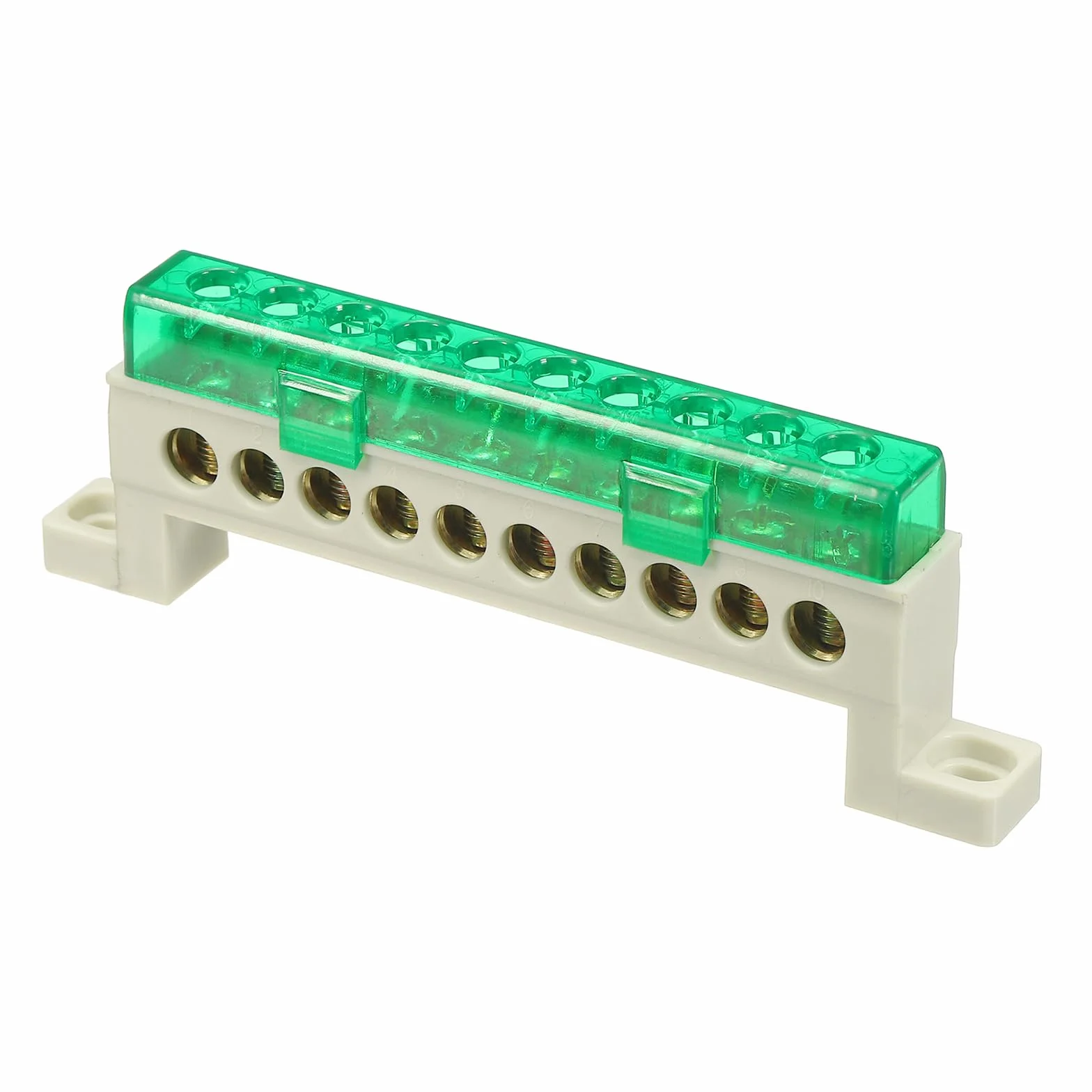 QUARKZMAN Uziemienie Bar, Mosiężny Terminal Bar Z 10 Pozycjami, Blok Ziemi 7x11mm Do Sprzętu Elektrycznego, Skrzynka Dystrybucyjna, Zielony