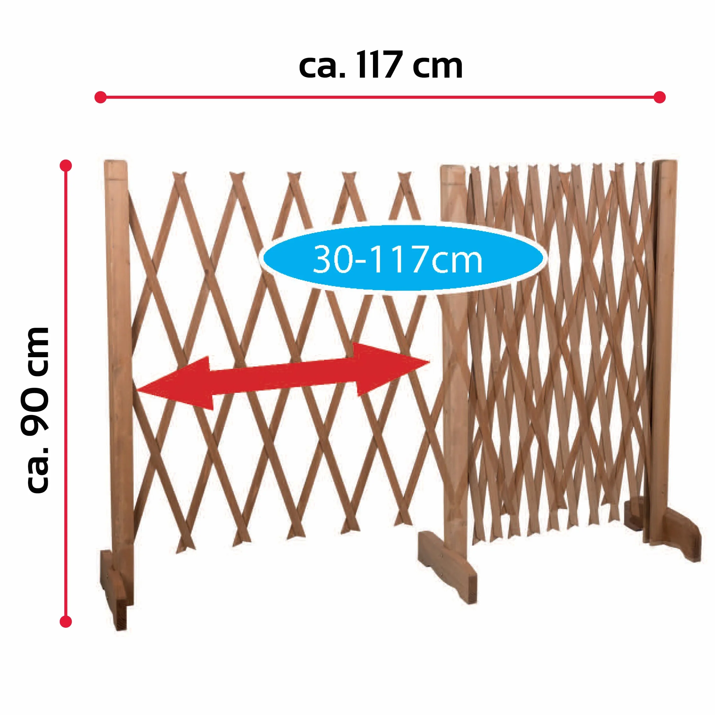 MaxxPro Barrier Door Safety Gate, Extendible Dog Fence, szerokość 30-117 cm, wysokość 90 cm