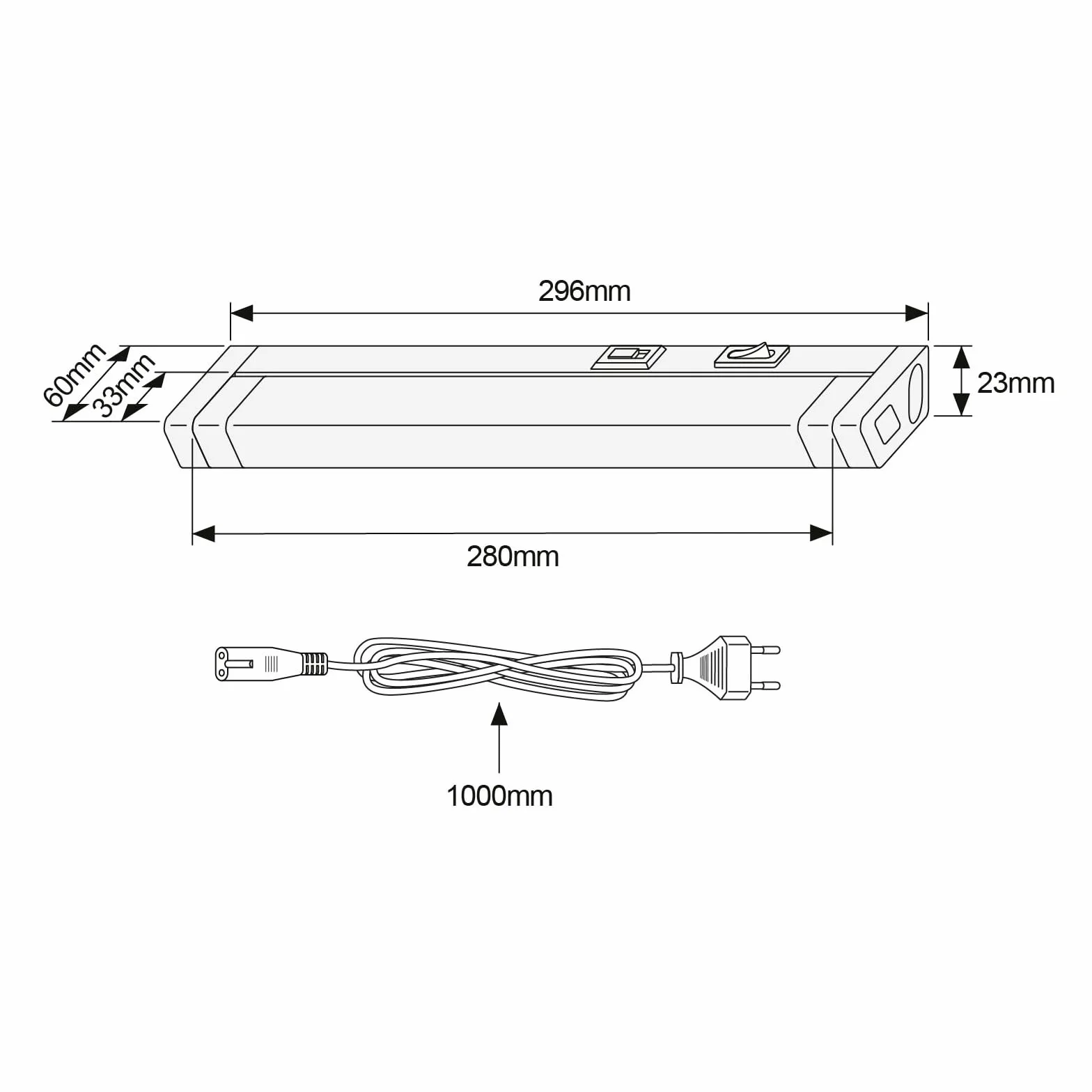 SEBSON Lampa podszafkowa LED do kuchni, 30 cm, możliwość ściemniania, 3 kolory światła 2700 K/4000 K/6500 K, wychylna, przełącznik i wtyczka 230 V, listwa świetlna z możliwością przedłużenia