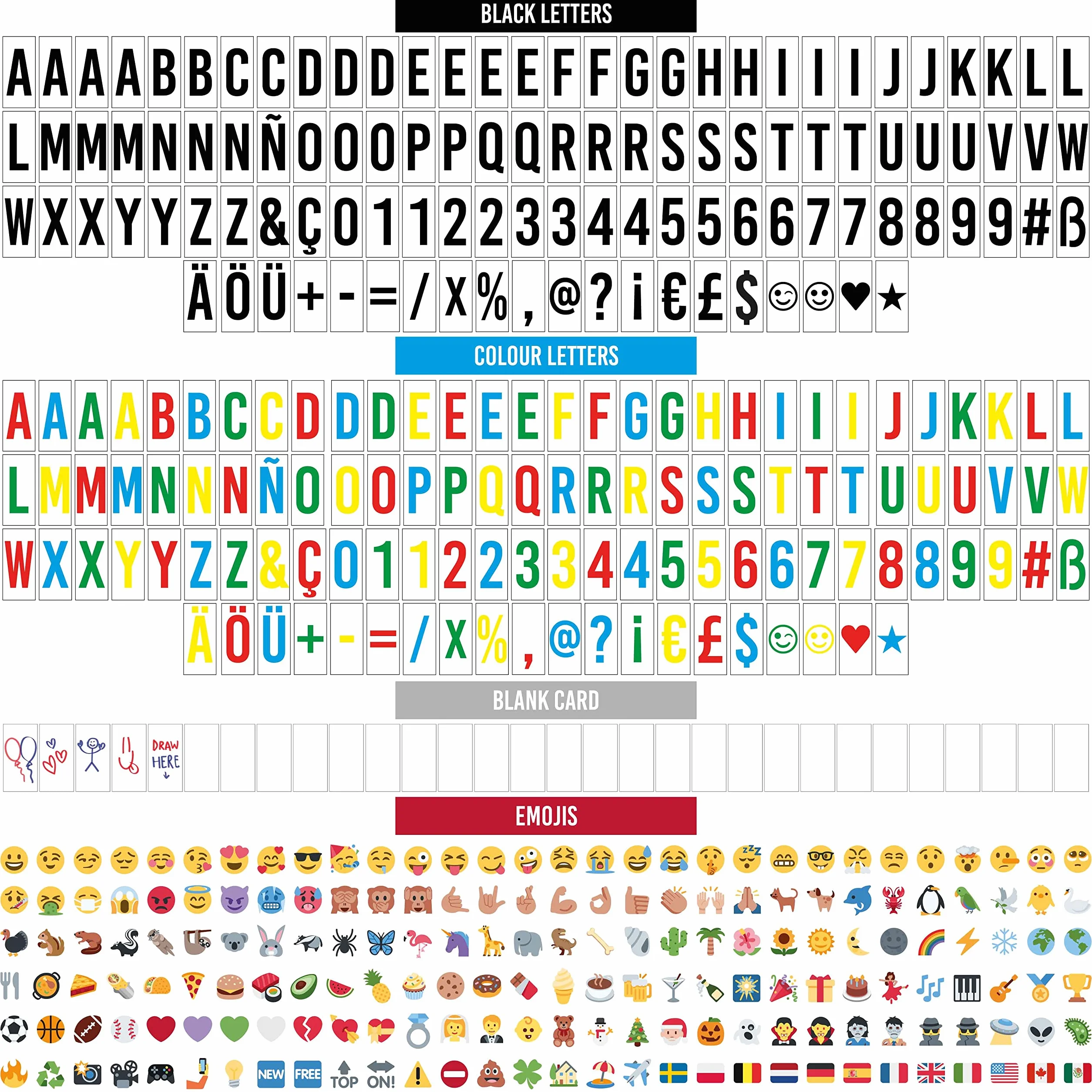 BONNYCO A4 Kinowy Lightbox Zmieniający Kolor z 400 Literami, Symbolami i Emoji, Pilotem i 2 Markerami. Led Lampka 16 Kolorów, Intensywności, Programów. Świecąca Tablica Nowość Prezenty