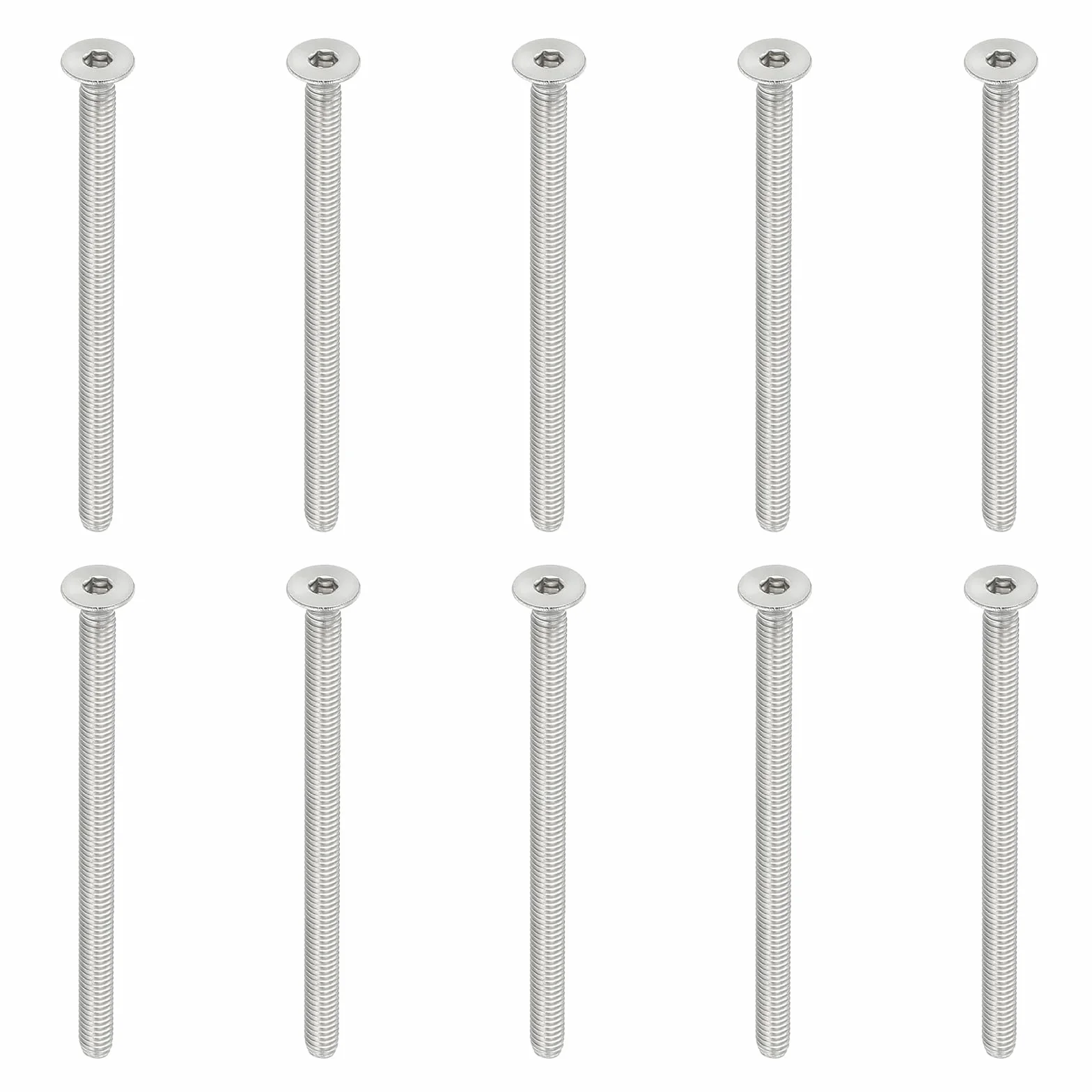 PATIKIL M4 x 60 mm płaskie śruby z łbem stożkowym, 10 sztuk ze stali nierdzewnej 304 18-8 do maszyn śruby sześciokątne łączniki napędowe klasa 6.8