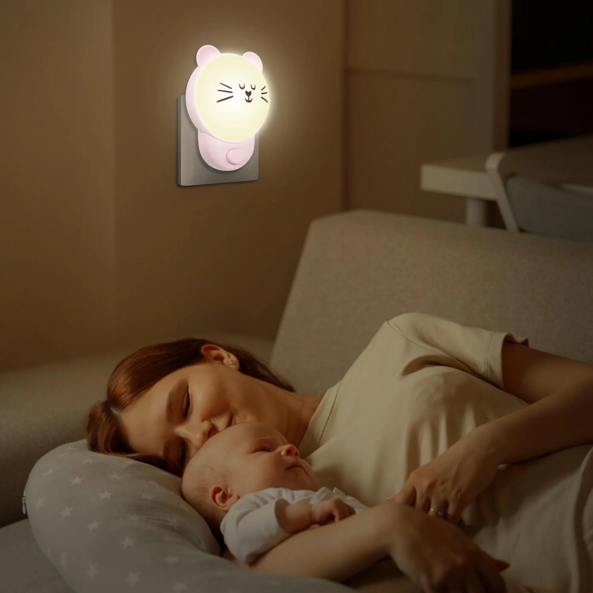 Wetry Lampka nocna dla dzieci, gniazdko elektryczne z przełącznikiem, lampka nocna, lampka nocna dla dzieci, prezent dla noworodka