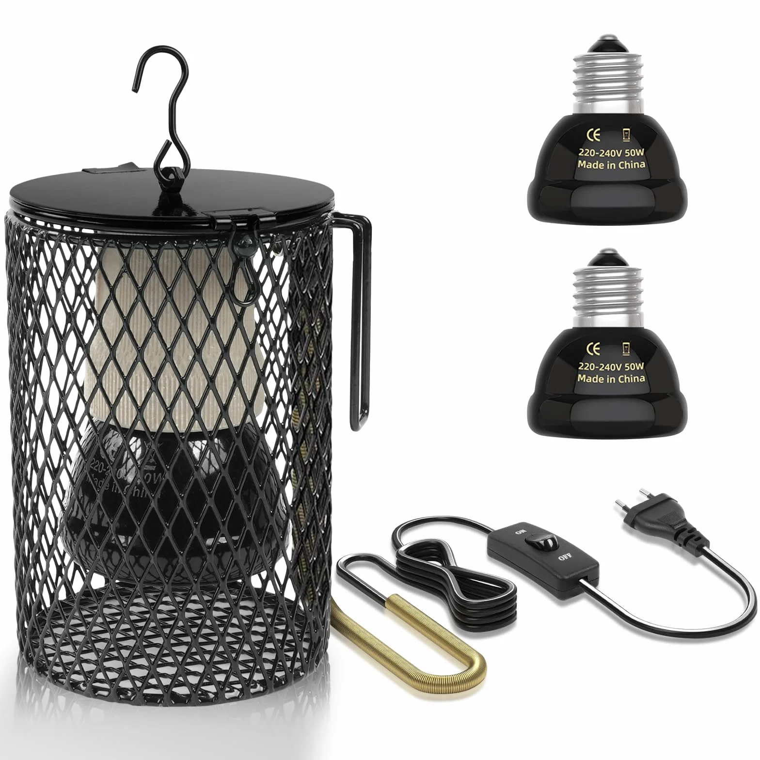 Grzewcza lampa dla gadów, ceramiczne żarówki na podczerwień, 50W, AC 220V, E27