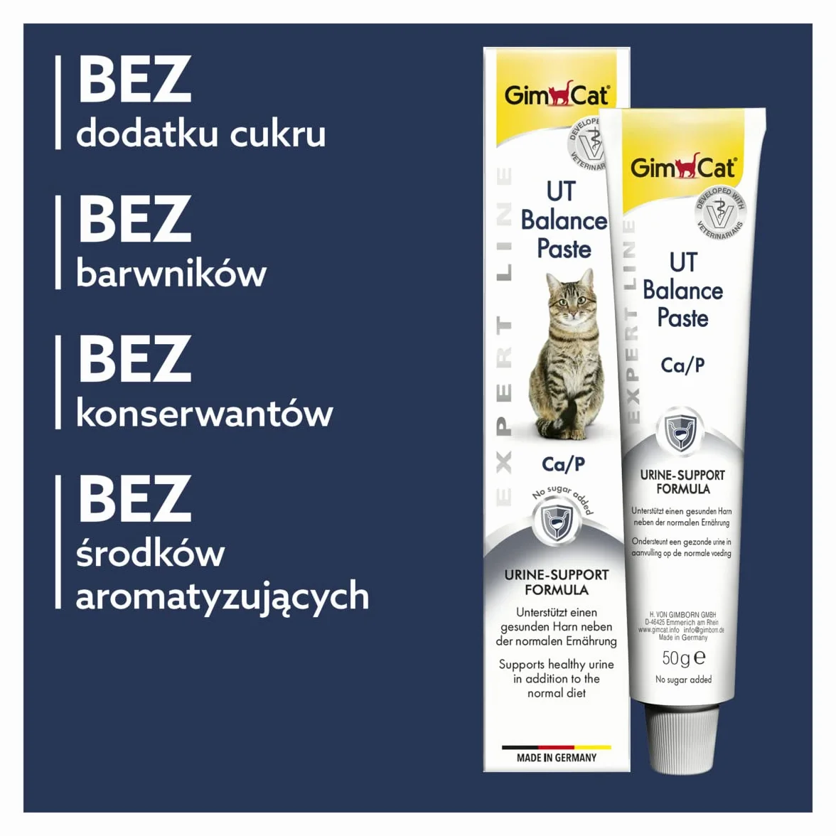 GimCat EXPERT LINE UT Balance pasta - Funkcjonalny przysmak dla kotów, wspomagający drogi moczowe - 1 tubka (1 x 50 g)