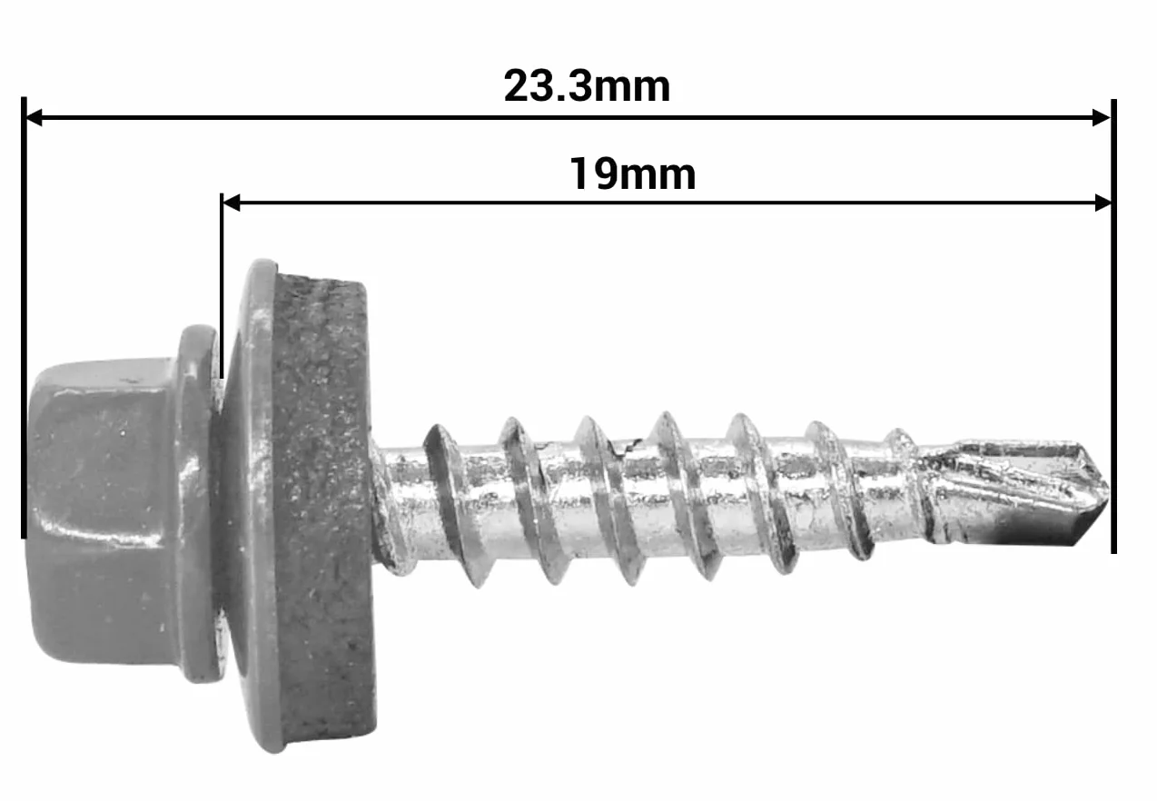 SKIR'CO (300 szt.) Metalowe śruby dachowe, 4,8 x 19 mm, malowane śruby samoniercące z podkładkami EPDM, śruba z blachy sześciokątnej (antracyt szary RAL 7016)