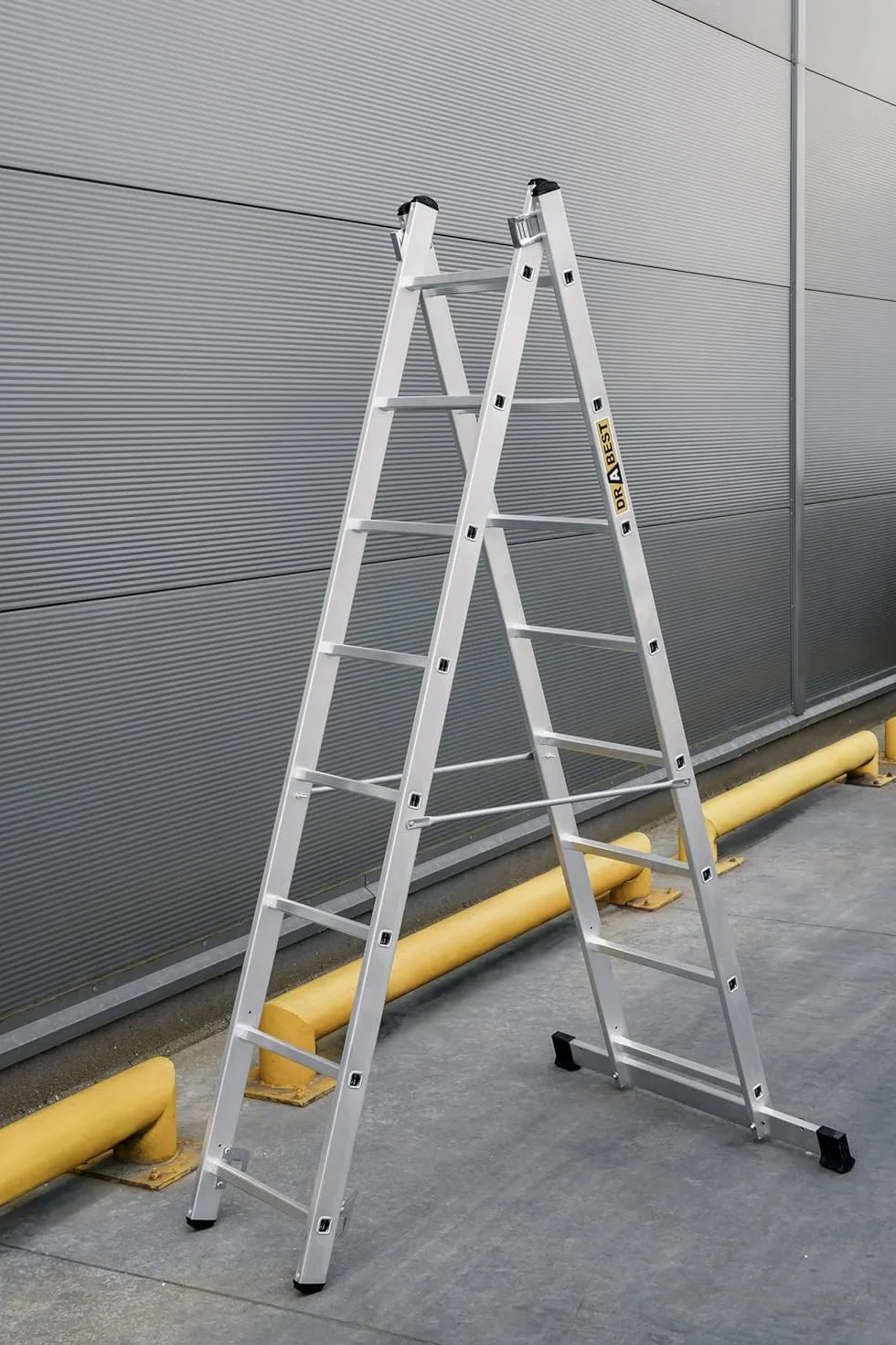 DRABEST Aluminiowe rusztowanie BASIC 2x8 – podest 33x114 cm – Trwałe, solidne i lekkie rusztowanie – Wewnątrz i na Zewnątrz Budynków 46x214x14cm