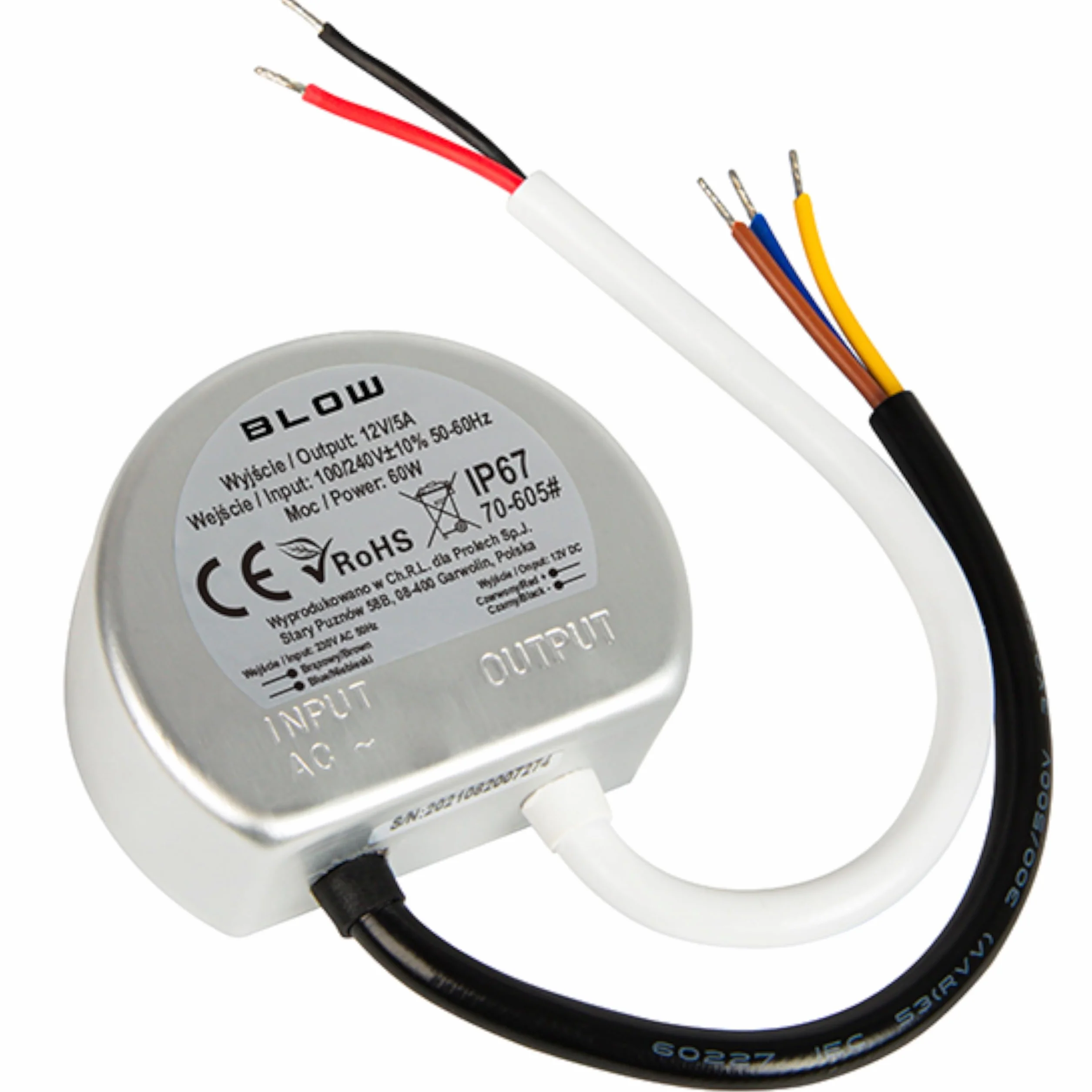 BLOW ZASILACZ DO LED HERMETYCZNY TRANSFORMATOR DO PUSZKI FI60 IP67 12V 5A 60W