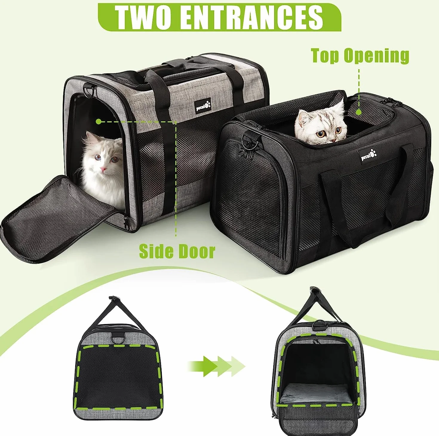 Pecute® torba na zwierzęta domowe, duża, plecak dla kota, przenośna torba podróżna dla psa, oddychająca siatka, odpowiednia zarówno na długie, jak i krótkie podróże, przeznaczona dla kotów i szczeniąt