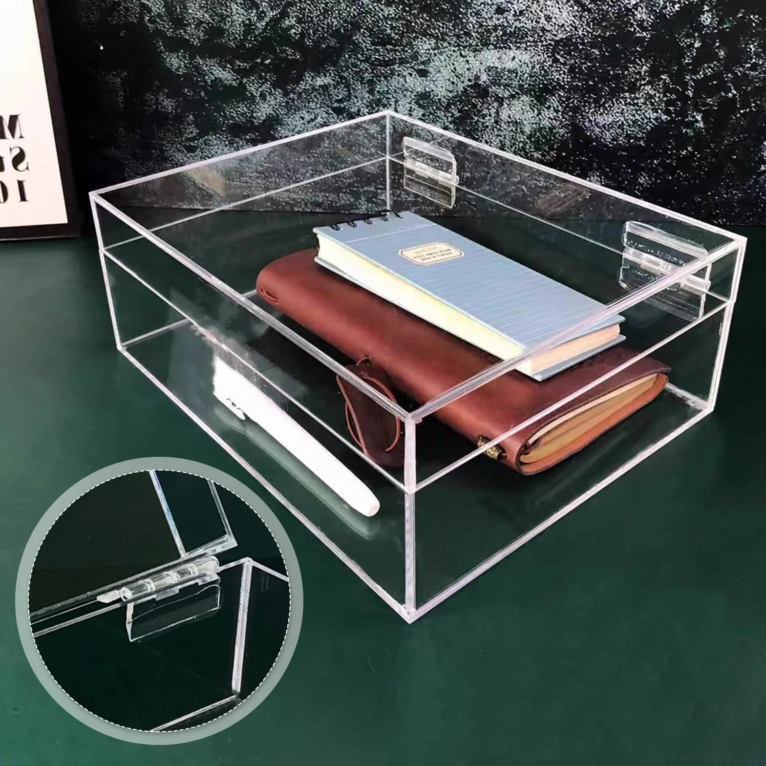 Ptwola Zawiasy Akrylowe Samoprzylepne 35 x 25 mm Małe Przezroczyste Plastikowe Zawiasy Fortepianowe Składane Narzędzia do Szafek Mebli Pudełko Ekspozycyjne 12 Szt. Przezroczyste