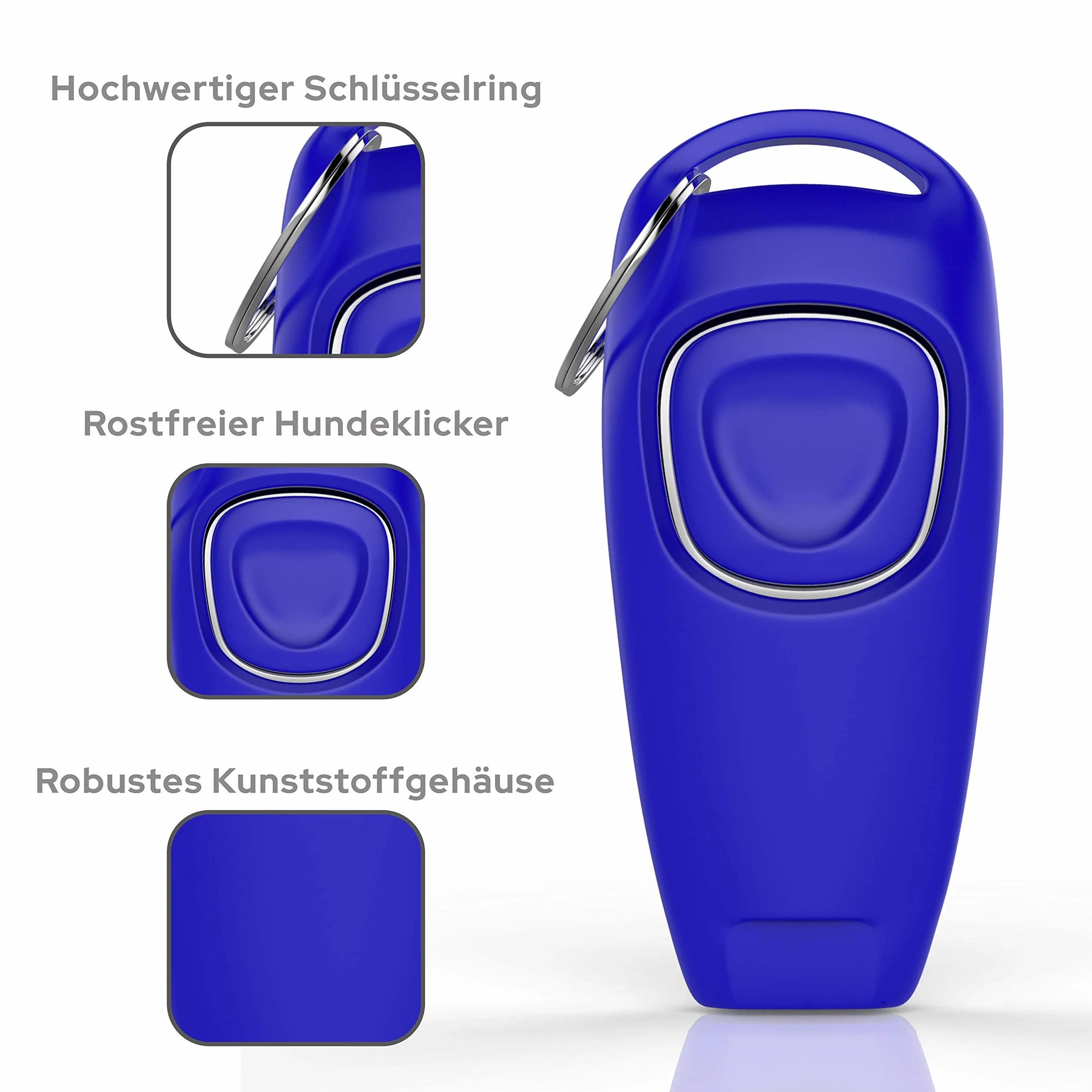 TruePets® 2 w 1 klik dla psa – clicker z gwizdkiem dla psa – kliker, idealnie nadaje się do edukacji psa, clicker doog – clicker kot – trening clicker kot – gwizdek dla kota / psa (niebieski)